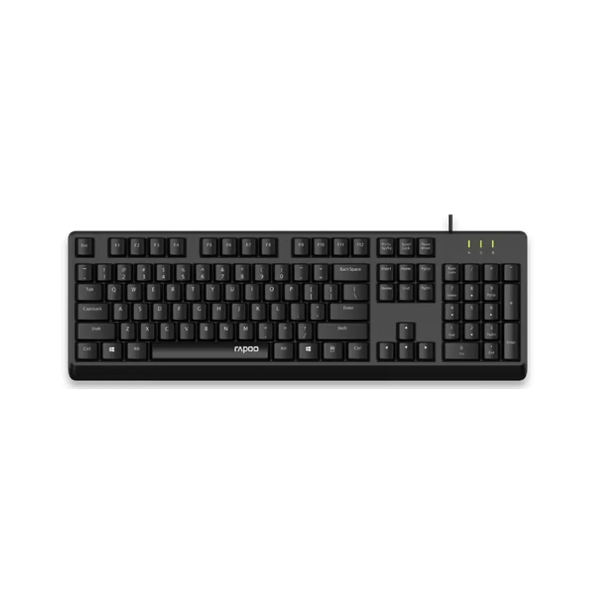 Rapoo NK1900 100% Engilsh & Arabic Keyboard, USB Wired, Spill Resistant, Laser Carved Keycap, Black, 1 Year Warranty | 12387
