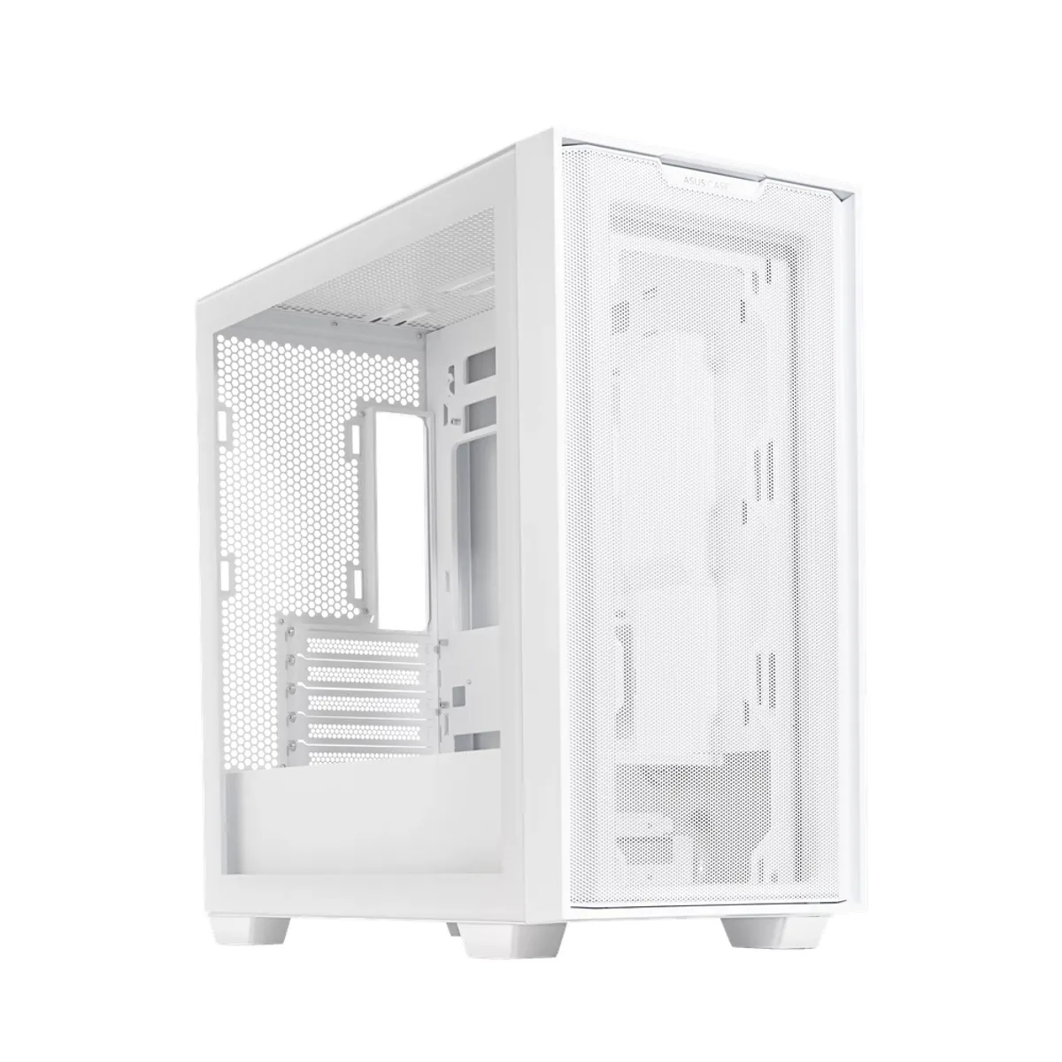 Asus A21 mATX PC Case, Tempered Glass Panel, 380mm GPU Support, USB 3.2 Gen 1, Ample Cable Management, White, 1 Year Warranty | 90DC00H3-B09010