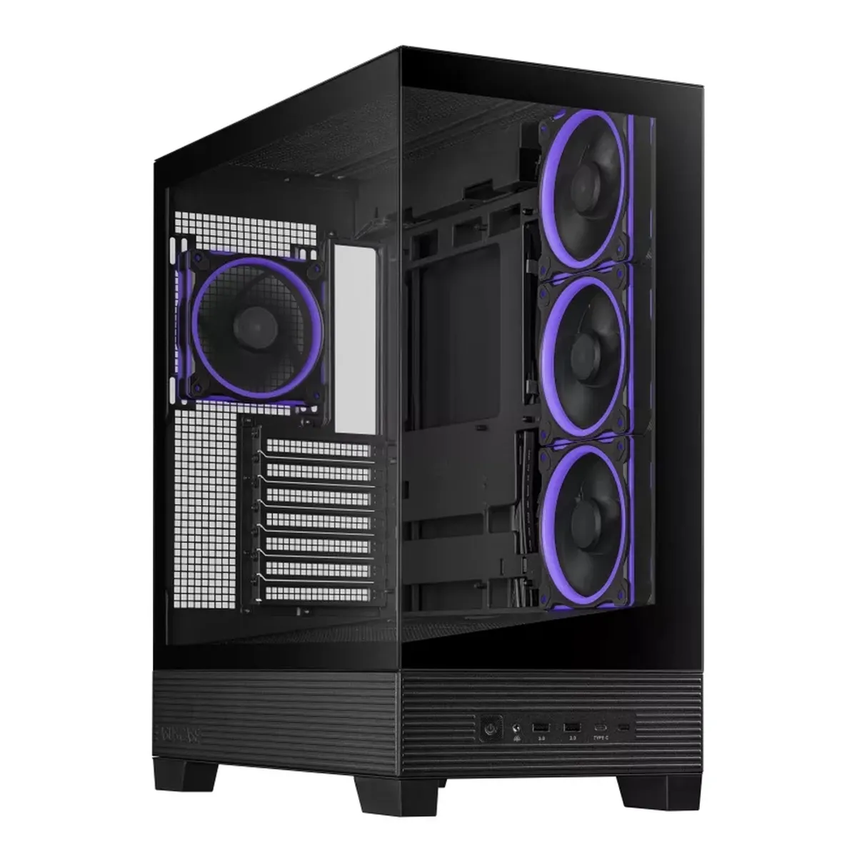 Asus A31 PLUS Mid Tower-ATX PC Case, Tempered Glass Side & Front Panel, 380mm GPU Support, 4 x 120 mm ARGB Fans, USB 3.2 Gen 2, Ample Cable Management, Black, 1 Year Warranty | 90DC00R0-B19000