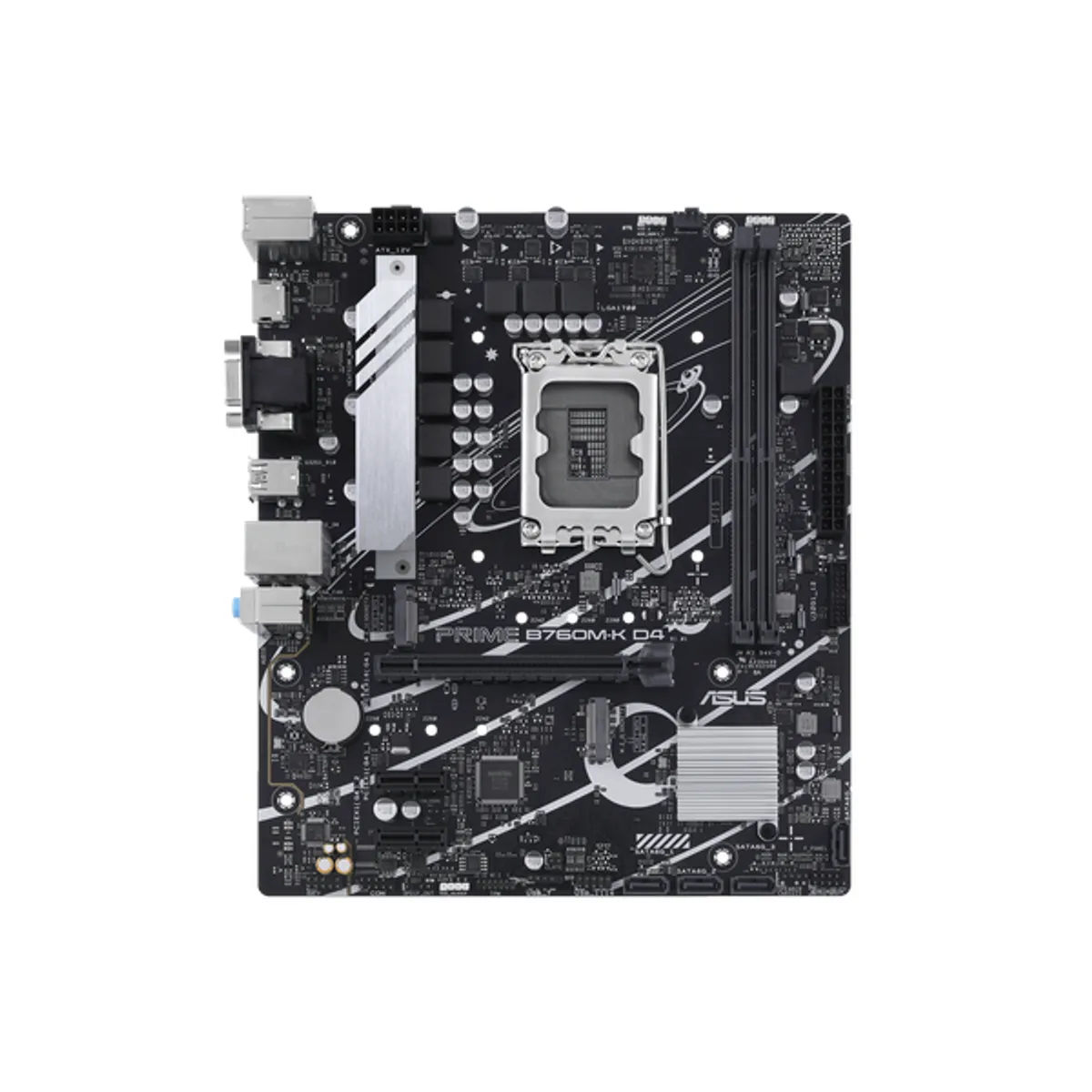Asus PRIME B760M-K D4 Motherboard, LGA 1700 Socket, mATX Form Factor, DDR4 Ram, PCIe 4.0, USB 3.2 Gen 1, HDMI, VGA, Realtek 2.5Gb Ethernet, Asus 5X Protection III, Aura Sync RGB Lighting, 1 Year Warranty | 90MB1DS0-M1EAY0