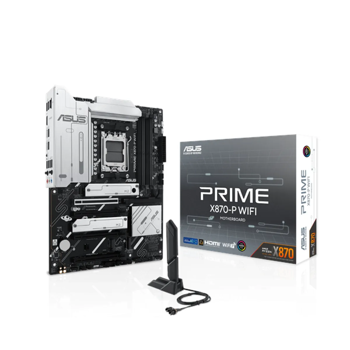 Asus PRIME X870-P WiFi Motherboard, AM5 Socket, ATX Form Factor, DDR5 Ram, PCIe 5.0 With SafeSlot Core+, Wi-Fi 7, Bluetooth v5.4, USB4 40Gbps, HDMI, Thunderbolt, Realtek 2.5Gb Ethernet With Asus LANGuard, Aura Sync, 1 Year Warranty | 90MB1IS0-M0EAY0