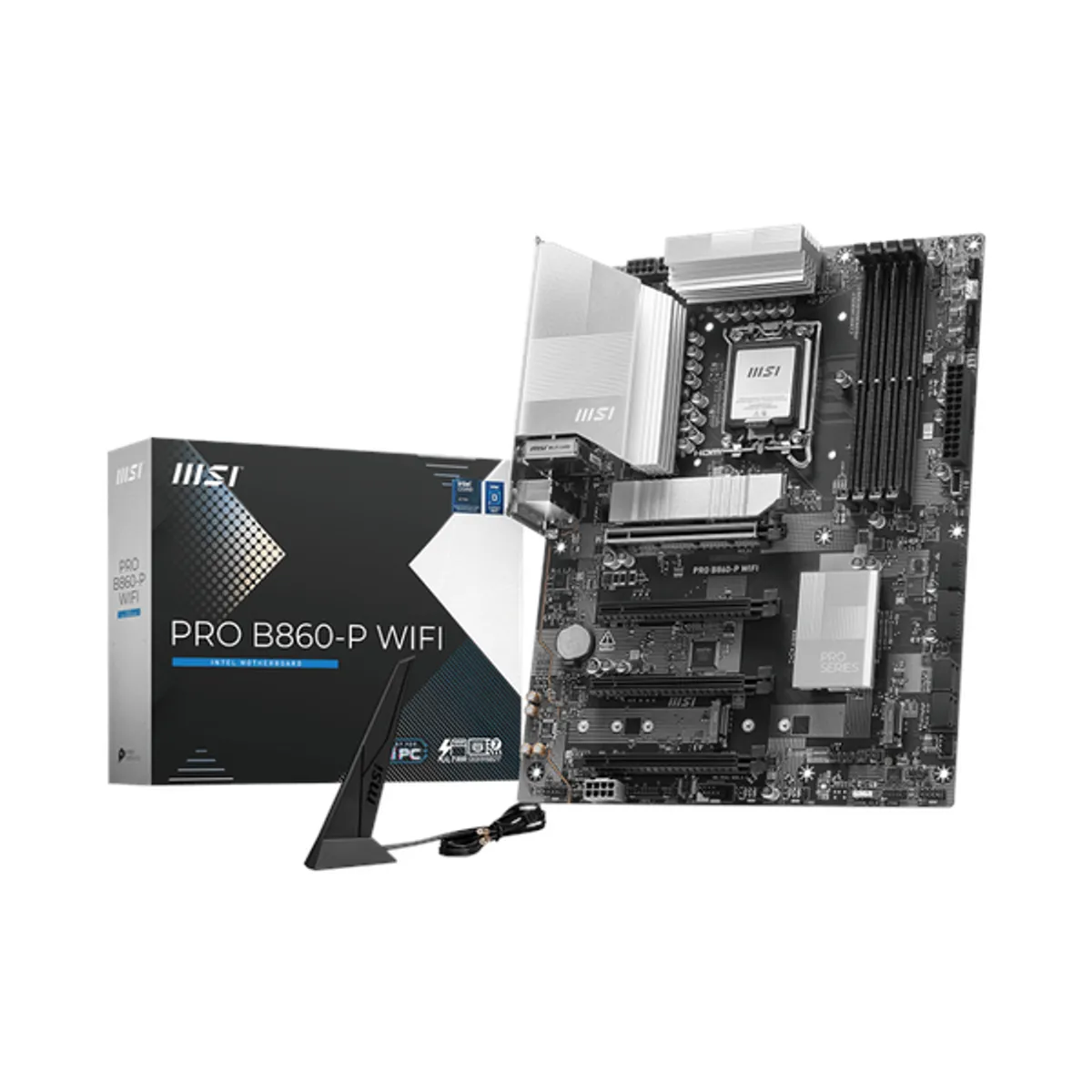 Msi PRO B860-P WiFi Motherboard, LGA 1851 Socket, ATX Form Factor, DDR5 Ram, PCIe 5.0 With EZ PCIe Clip II, Intel Wi-Fi 7, Bluetooth 5.4, USB 40Gbps, HDMI 2.1, DisplayPort 1.4, Thunderbolt4 (Type-C), Realtek 8126 5G LAN, EZ M.2 Shield Frozr II, 1 Year Warranty | 911-7E41-001