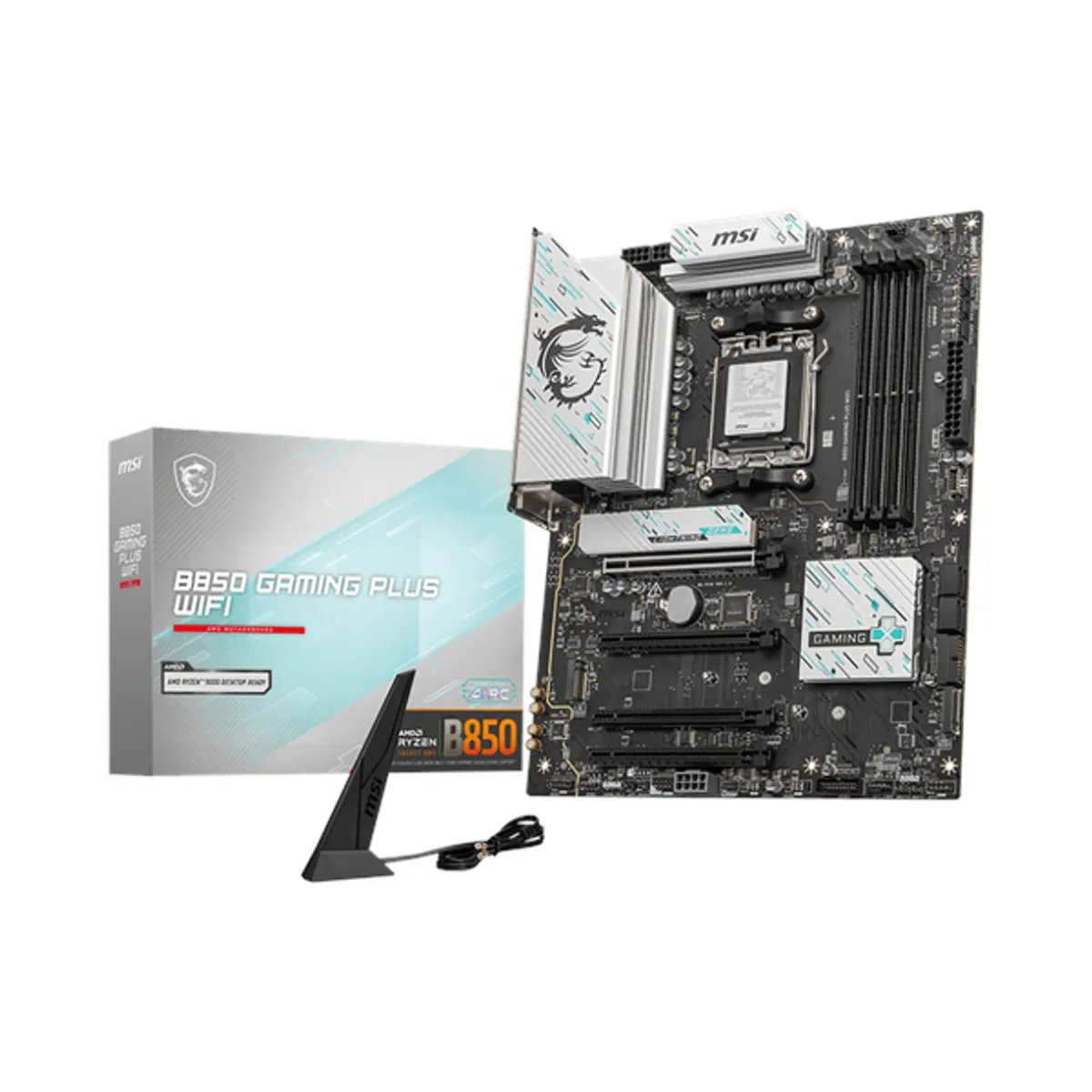 Msi B850 Gaming Plus WiFi Motherboard, AM5 Socket, ATX Form Factor, DDR5 Ram, PCIe 5.0, Wi-Fi 7 With EZ Antena, Bluetooth 5.4, USB 10Gbps, 5G LAN, EZ M.2 Shield Frozr II, 1 Year Warranty | 911-7E56-001-007