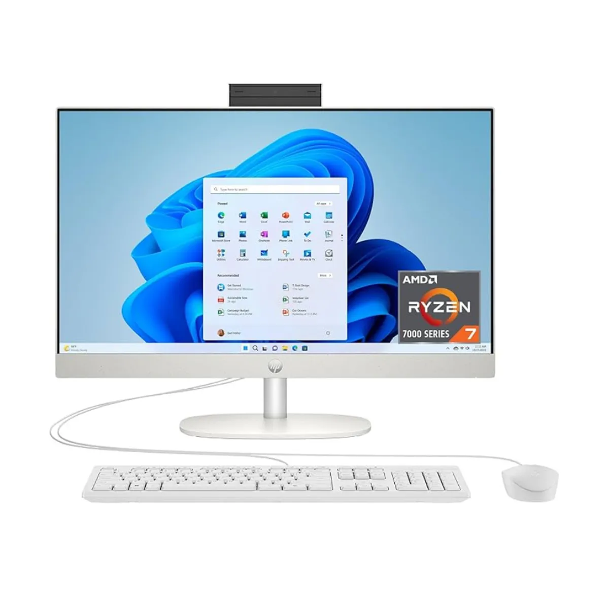 HP 24-cr0125nh All-in-One Desktop – Intel Core i7-1355U Processor, 8 GB RAM, 512 GB SSD, 23.8" (1920 x 1080) FHD Touch Display, DOS, Shell white, English Keyboard, 1 Year Warranty | 91G35EA
