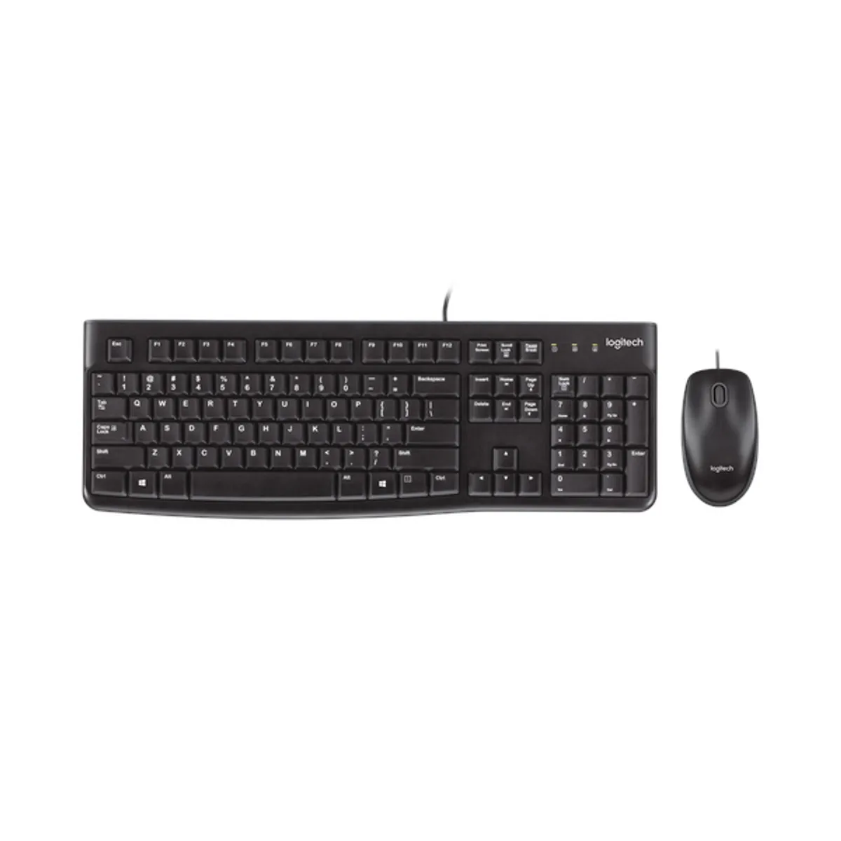Logitech MK120 Corded English & Arabic Keyboard & Mouse Combo, 100% Keyboard Layout, Spill-resistant design, Deep profile key type, Full Size Ambidextrous Mouse, 1000 DPI Optical Tracking Sensor, Black, 1 Year Warranty | 920-002546