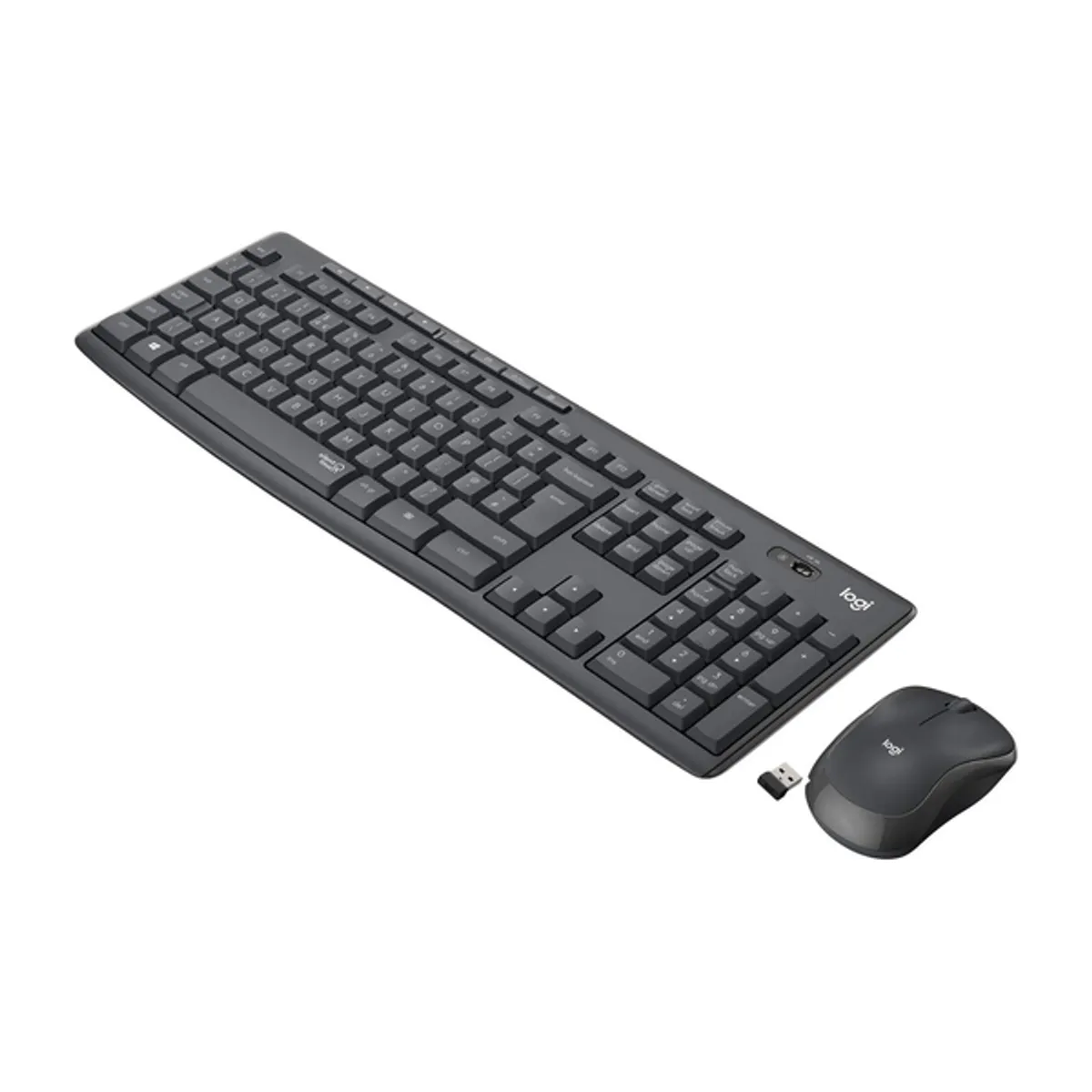 Logitech MK295 Silent Wireless English & Arabic Keyboard & Mouse Combo, 100% Keyboard Layout, Spill-resistant design, Membrane Key Type, Contoured, Smooth Optical Tracking Mouse Sensor, Compact Shape Mouse, Graphite, 1 Year Warranty | 920-009801