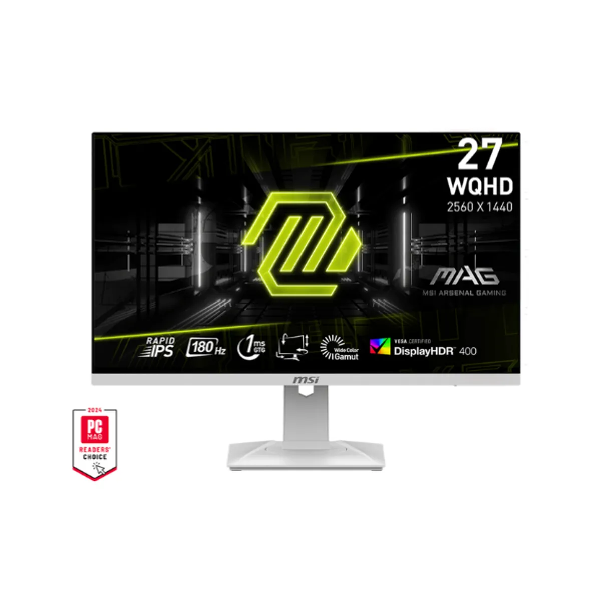 MSI 9S6-3CC29H-250 MAG 274QRFW QD E2 27" WQHD(2560 x 1440) Gaming Monitor, 1MS, 180Hz, Anti-glare, HDMI, DP, Height/Tilt/Swivel/Pivot, Adjustable, White, 1 Year warranty | 9S6-3CC29H-250