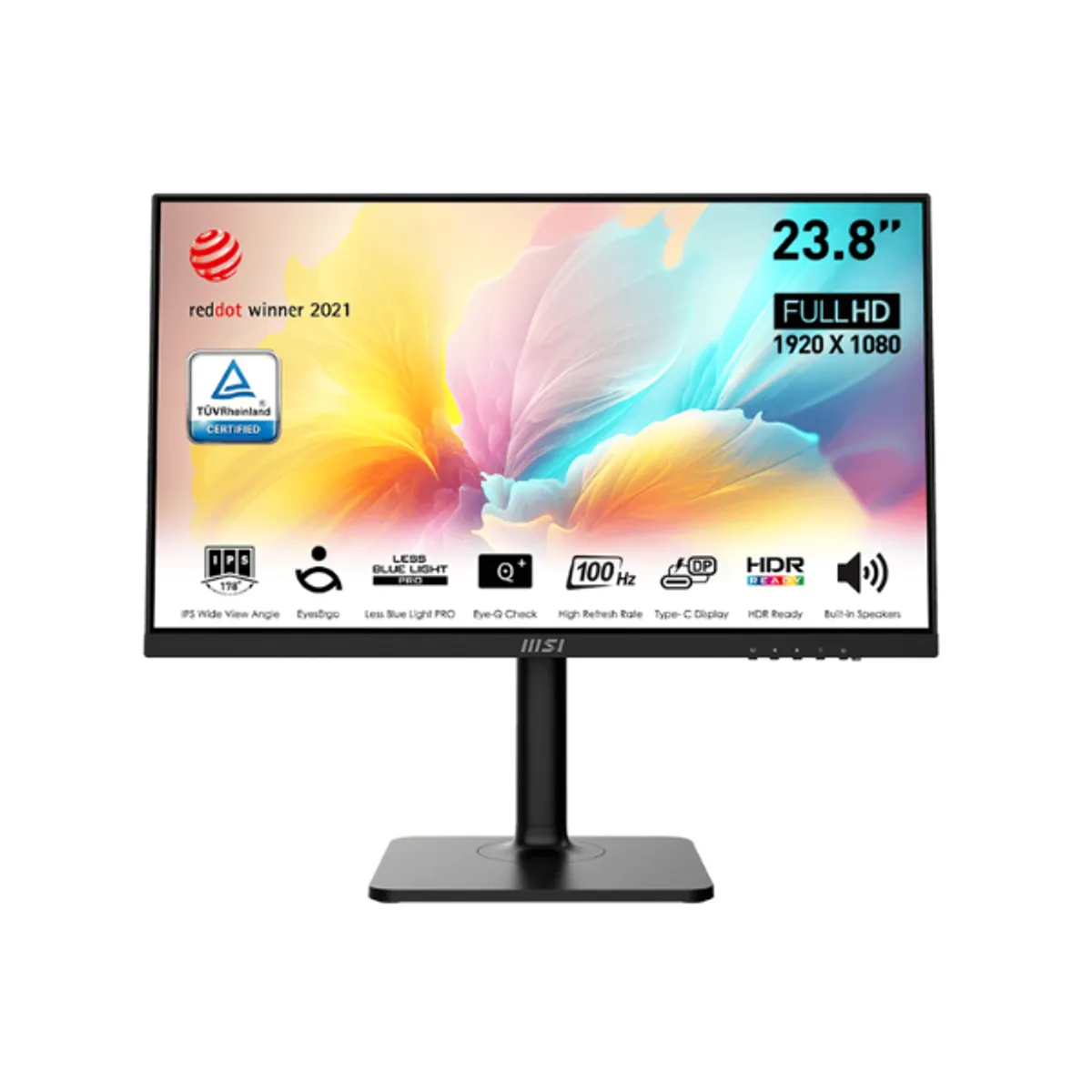 MSI 9S6-3PA59H-076 Modern MD2412P 24" FHD(1920 x 1080) Monitor, 1MS, 100Hz, HDMI, USB-C, Height/Tilt/Swivel/Pivot, Adjustable, 1 Year warranty | 9S6-3PA59H-076