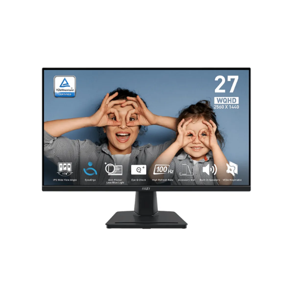 MSI PRO MP275Q 27" 2K WQHD(2560x1440) 100Hz 1ms(MPRT) Gaming Monitor, Anti-glare, HDMI, USB-C, DP, Tilt, Adjustable, 1 Year Warranty | 9S6-3PC3CM-034
