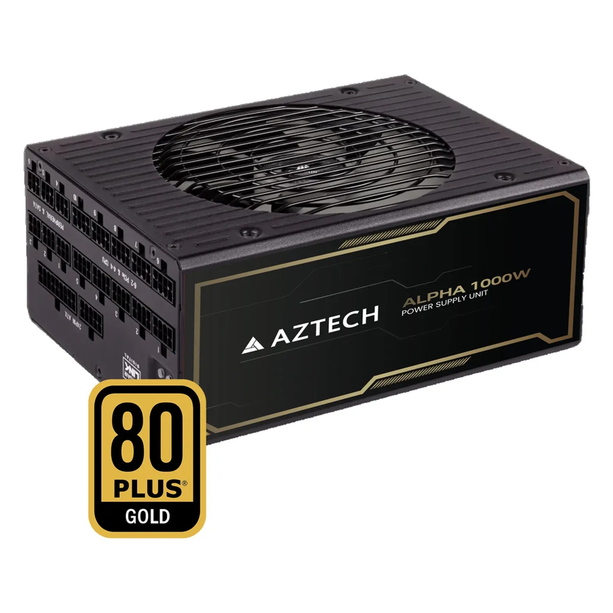 AZTECH Alpha 80 Plus Gold Power Supply, 1000W, Fully Modular, ATX, Black, 1 Year Warranty | AZTECH-ALPHA-1000W