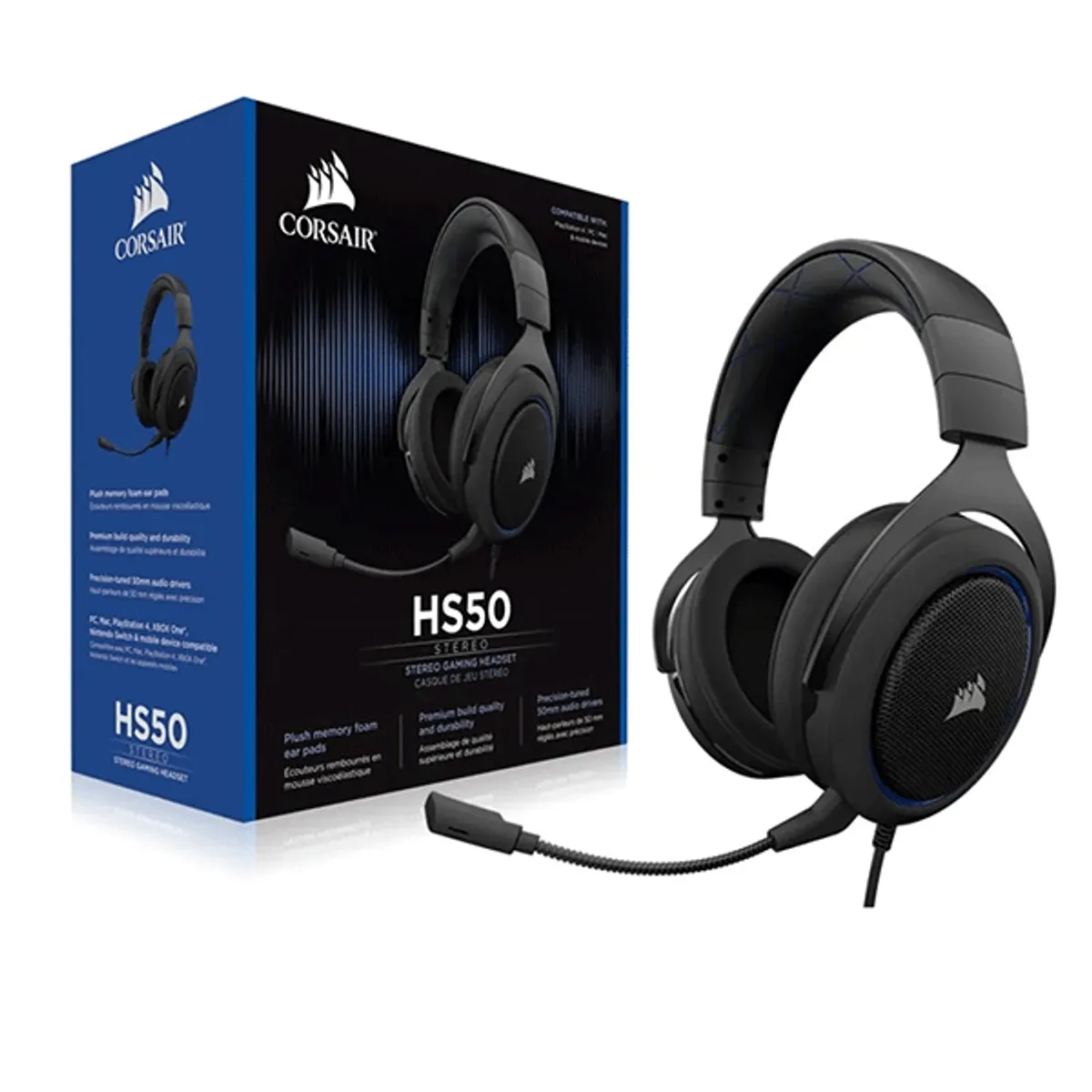 CORSAIR HEADSET Hs50 PRO Stereo Blue Gaming | CA-9011172-AP