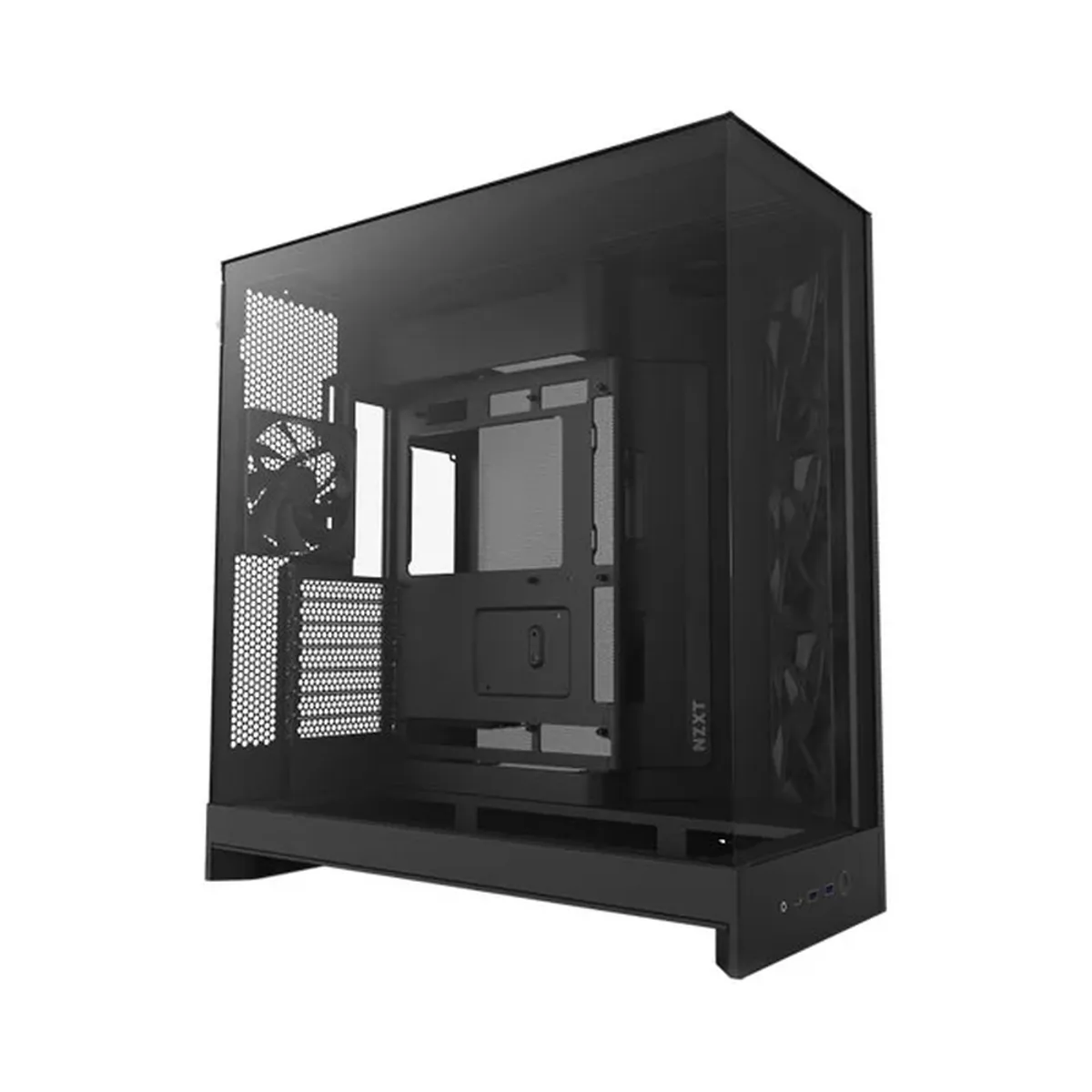 NZXT H9 Flow Large Dual-Chamber Mid-Tower ATX Airflow Case, Dark Tinted Tempered Glass Side Window, 3 x F140Q (CV) Fans, 1 x F120Q (CV) Fan, Full-Size GPU Support, USB 3.2 Gen2x2, White, 1 Year Warranty | CM-H92FB-01