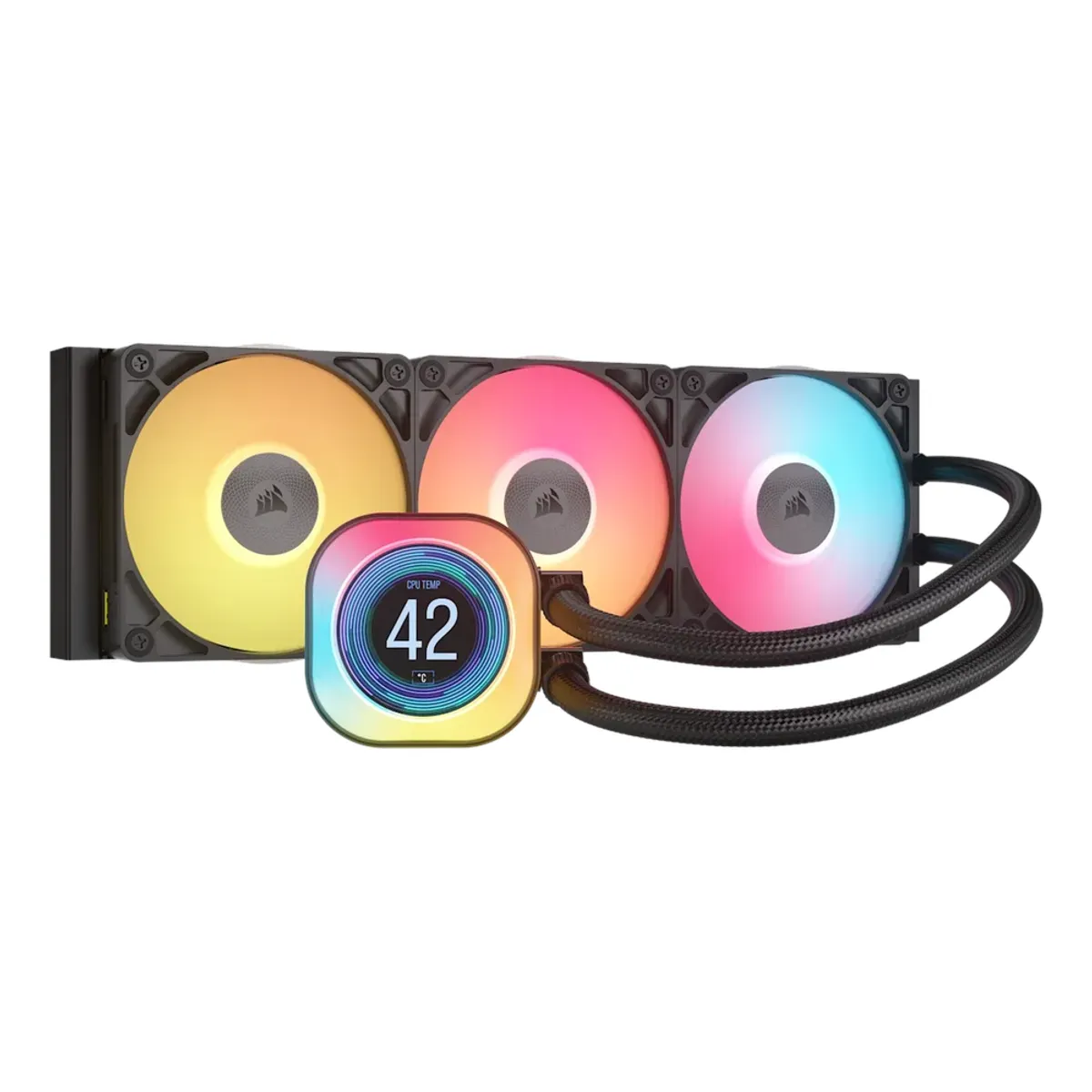 Corsair iCUE LINK TITAN 360 RX AIO Liquid Cooler, 2.1″ LCD Display, Flowdrive Cooling Engine, Supports Intel, AMD Sockets, Black, 1 Year Warranty | CW-9061023-WW