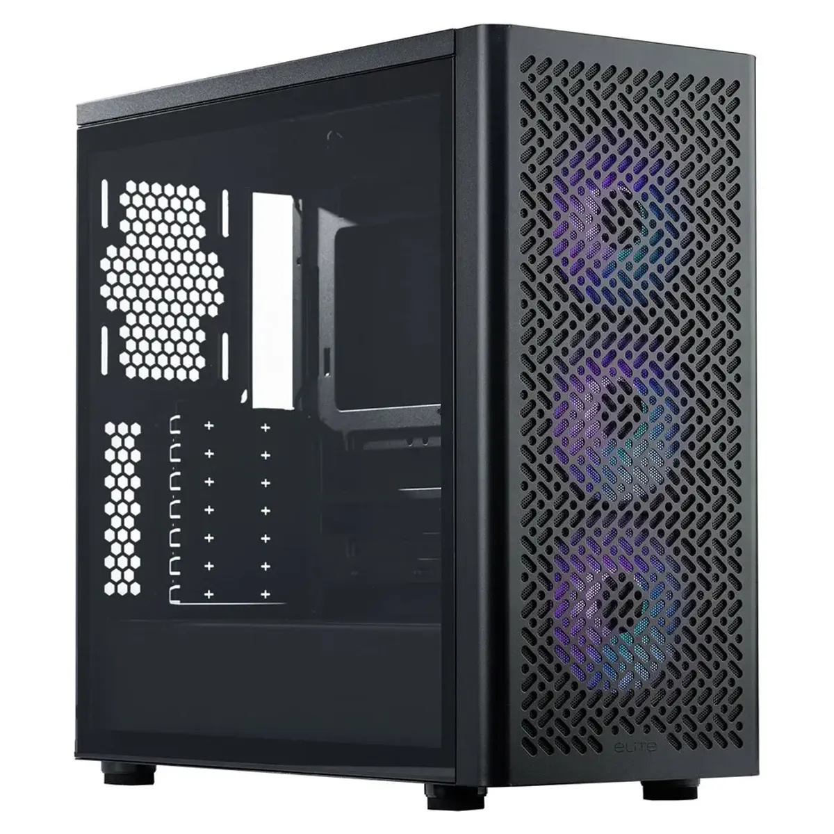 Cooler Master Elite 502 Mid Tower PC Casing, Tempered Glass Side Panel, Advanced Mesh Front Panel, 410mm GPU Support, USB 3.2 Gen 1, Black, 1 Year Warranty | E502-KGNN-S00