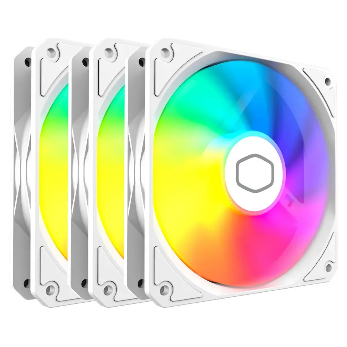 Cooler Master MasterFan MF 120 Lite Series Case Fan, Pack Of 3, Sleeve Bearing, 120mm Fan Size, 1750 rpm Fan Speed, White, 1 Year Warranty | MFW-B2DW-173PA-R1