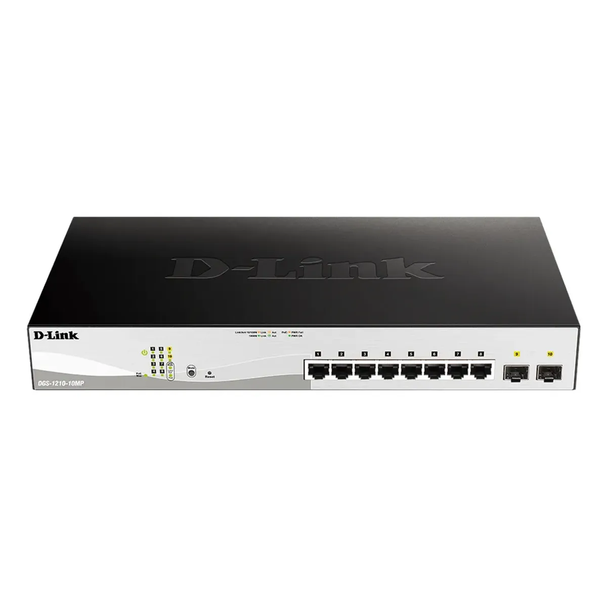 D-Link DGS-1210-10MP 10 Port Gigabit Smart Managed PoE Switch, 8 x Gigabit Ethernet Ports, 2 x SFP Ports, 130W PoE Budget, 20 Gbps Switching Capacity, 1 Year Warranty | DGS-1210-10MP