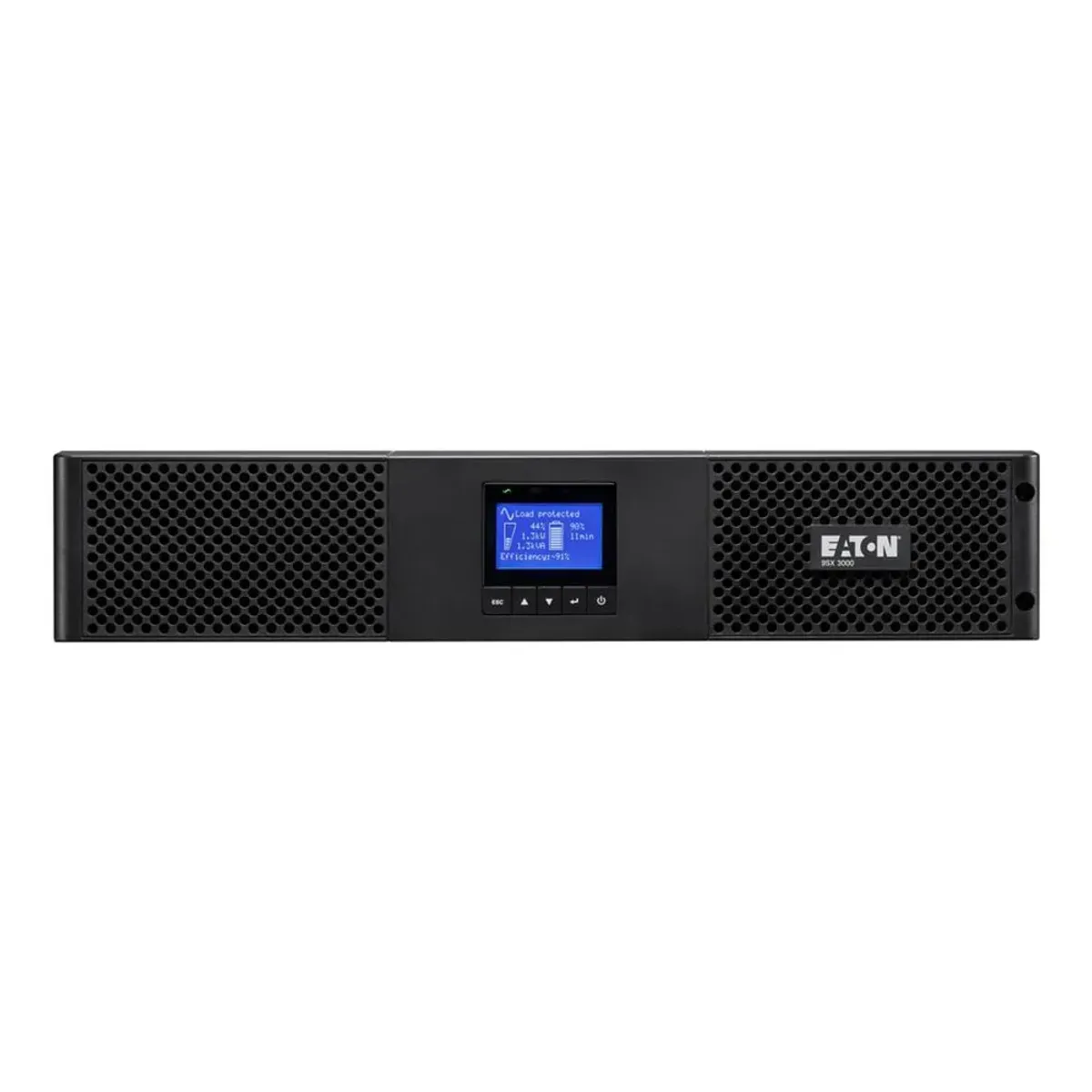Eaton 9SX UPS, 3000 VA, 2700 W, Rack, 2U Form Factor, Sine Wave Output Waveform, Online Double Conversion, C20 Input Connection, Multilingual Graphical LCD Display, Sealed, Lead-Acid Battery, 1 Year Warranty | 9SX3000IR