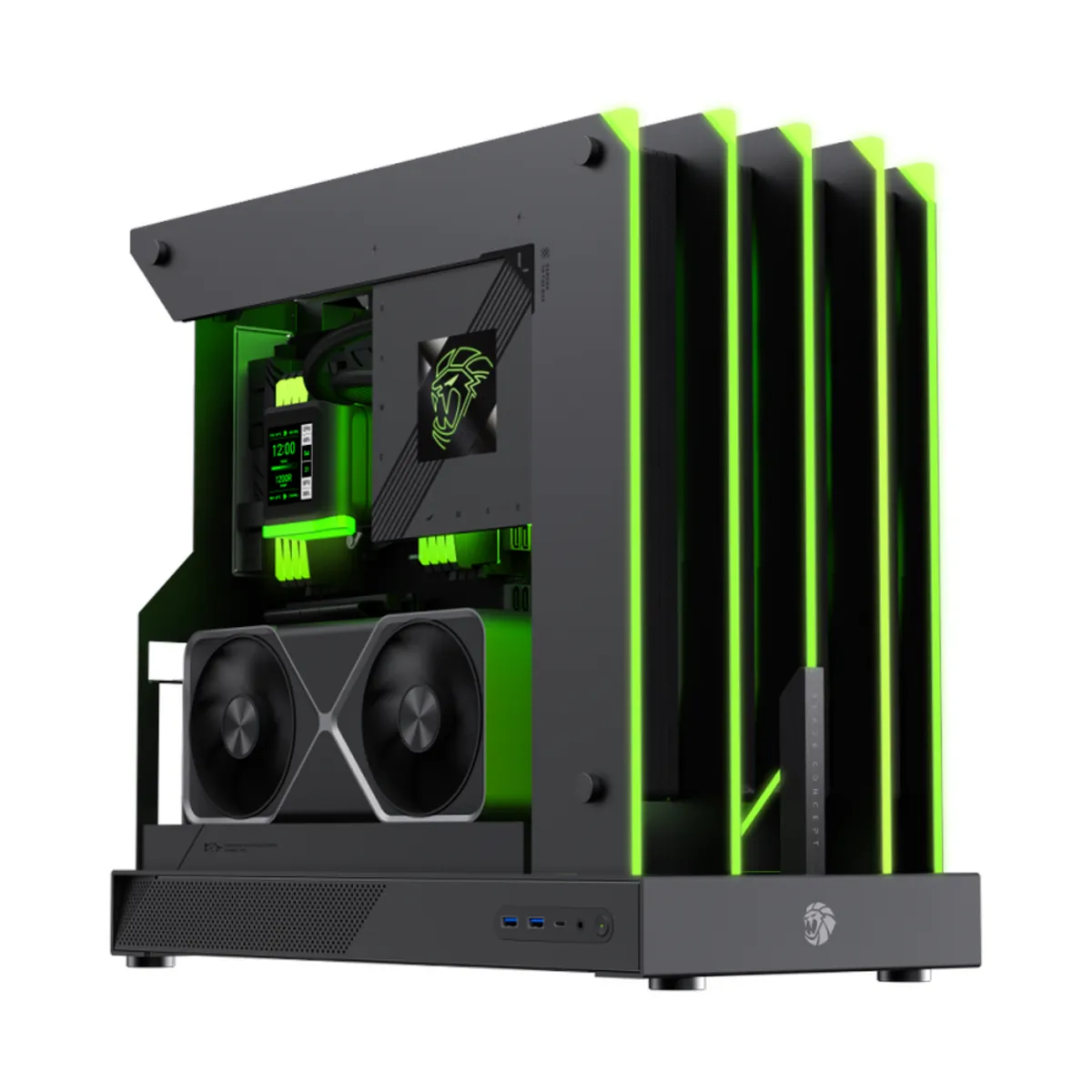 Gamemax BLADE CONCEPT ATX PC Case, Metal Open Air Design With Aggresive Claw-Style RGB Lighting, 400mm GPU Support, USB 3.2 Gen 2, Black, 1 Year Warranty | GM-BLADE-CONCEPT