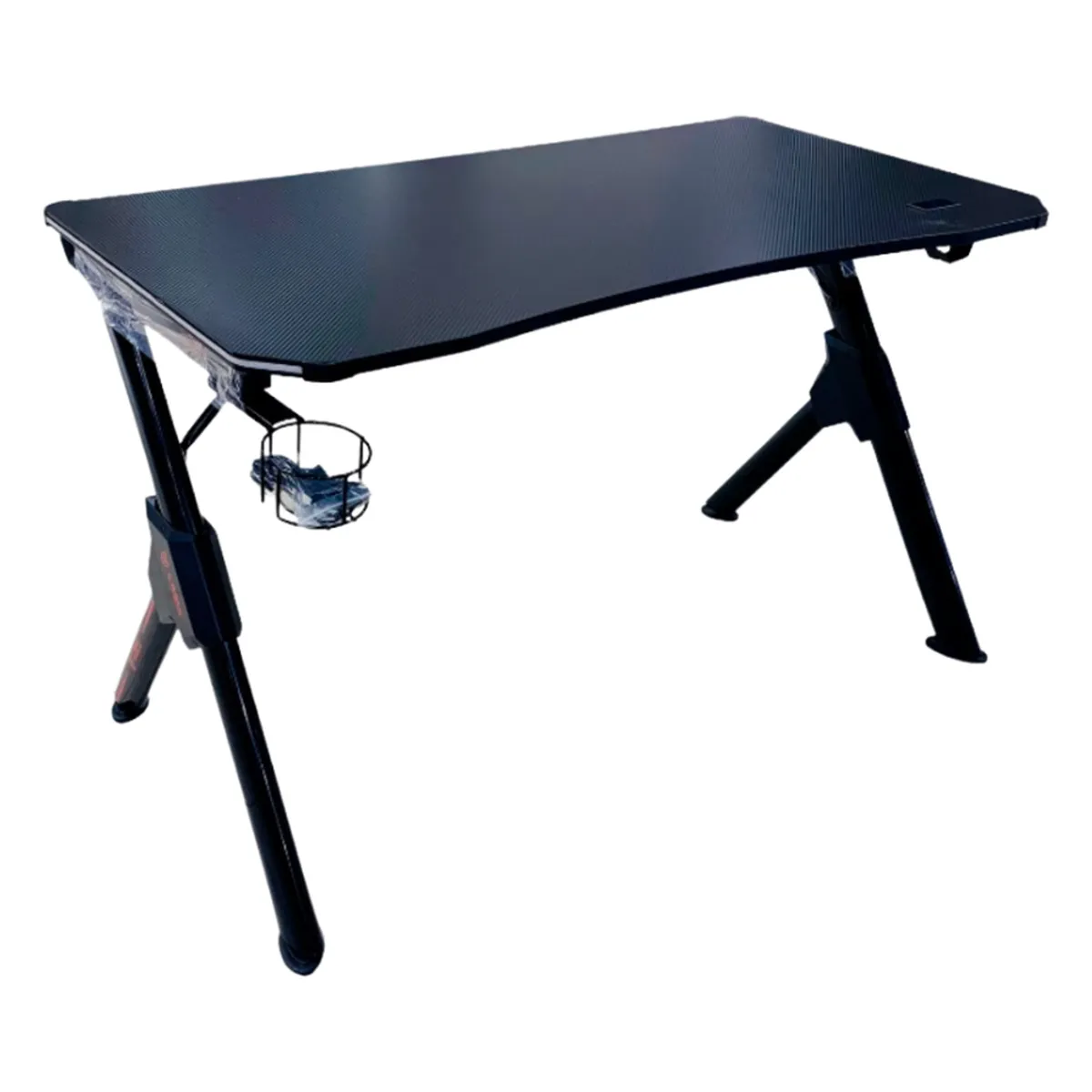 G-Max GMT-8003AB Gaming Table, Carbon Fiber Texture Tabletop, RGB LED Lighting, Headphone Hook, Cup Holder, Full Covered MousePad Included, Black, 1 Year Warranty | GM-GMT-8003AB-BLK