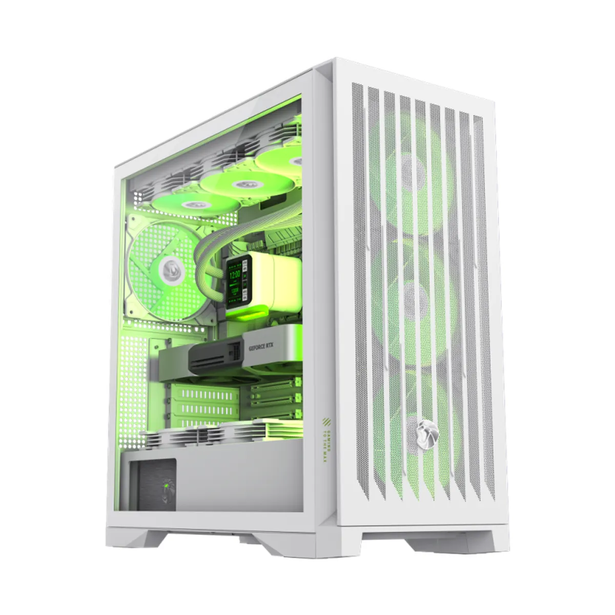 Gamemax LEADER 2 E-ATX PC Case, Tempered Glass Left Panel, 4 x 140mm ARGB Fans, 425mm GPU Support, USB 3.2 Gen 2, White, 1 Year Warranty | GM-LEADER2-WH