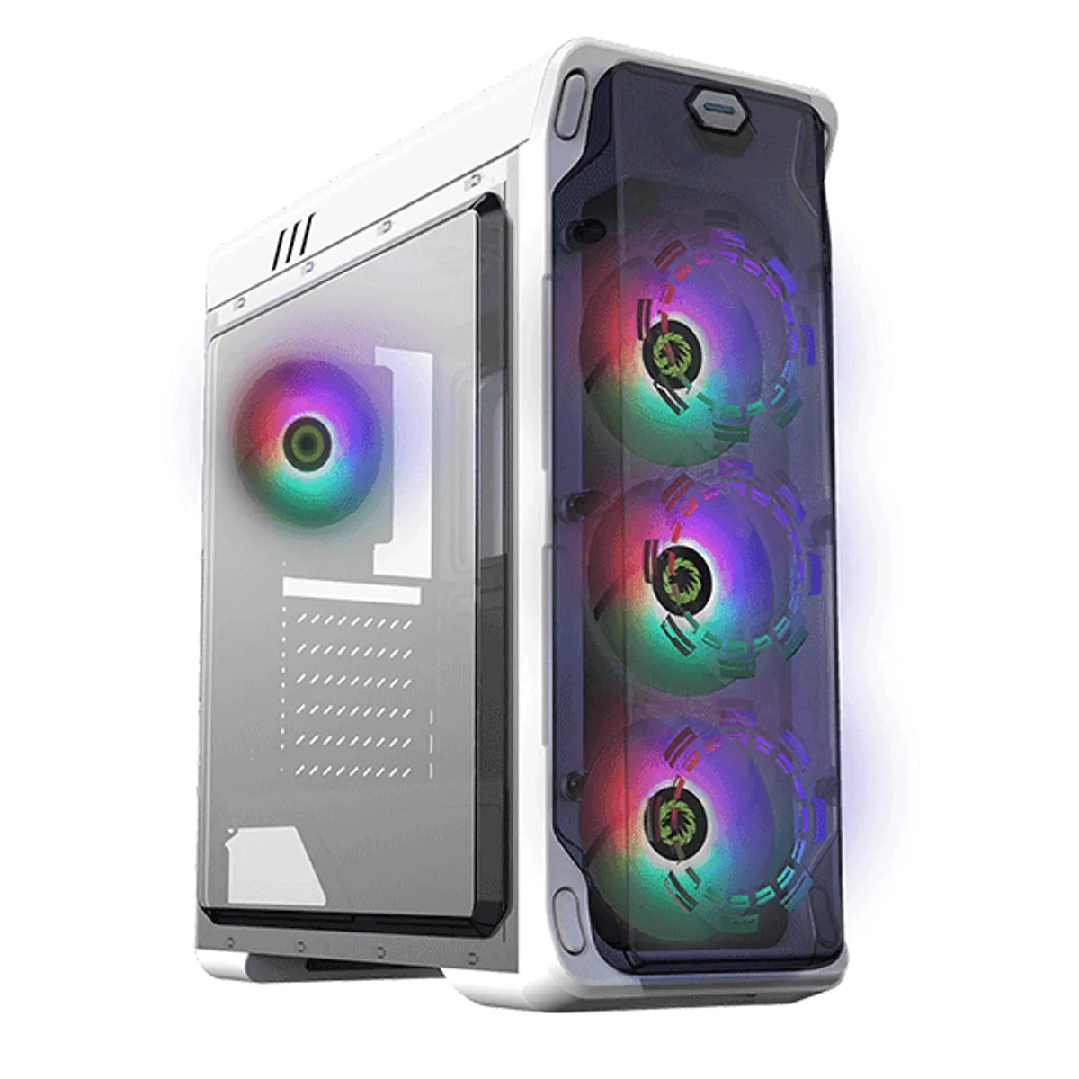 Gamemax Starlight FRGB ATX PC Case, Front & Side Polymethyl Methacrylate (PMMA) Panel, 4 x 120mm FRGB Fans, 360mm GPU Support, USB 3.0, White, 1 Year Warranty | GM-STARLIGHT-FRGB-WT