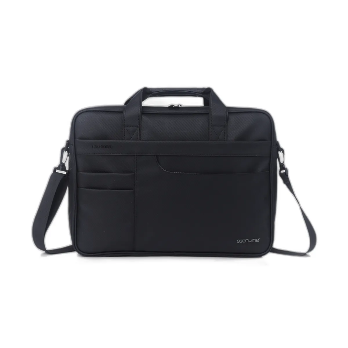 Genuine Executive Topload Laptop Bag, Fits up to 16” Laptops, Premium Polyester Material, Water-Resistant Fabric, Dual Main Compartments, Carry Strap, Black, 1 Year Warranty | GN-B200904BK