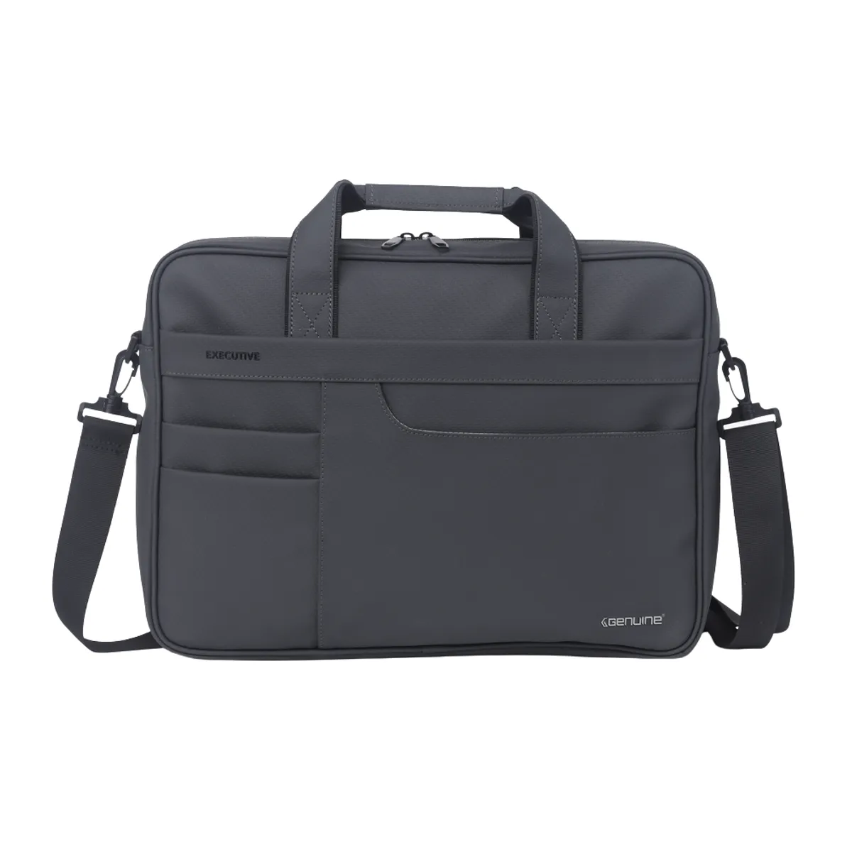 Genuine Executive Topload Laptop Bag, Fits up to 16” Laptops, Premium Polyester Material, Water-Resistant Fabric, Dual Main Compartments, Carry Strap, Grey, 1 Year Warranty | GN-B200904GR