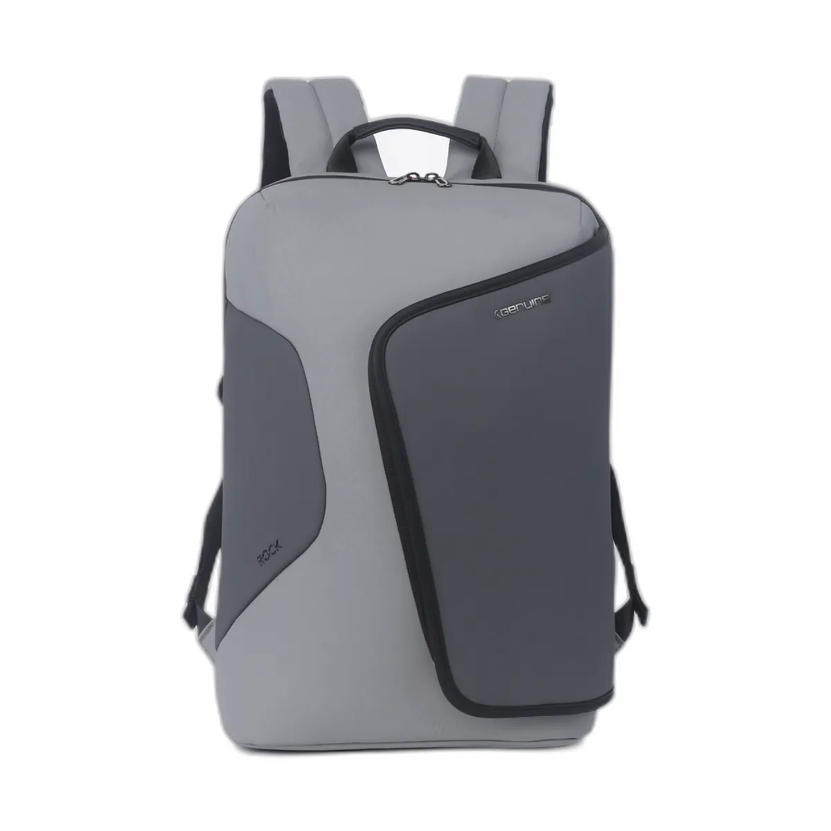 Genuine Rock Laptop Backpack, Fits up to 16” Laptops, High-Quality Polyester, Water-Resistant Fabric, Carry Strap, Grey, 1 Year Warranty | GN-B230817GR