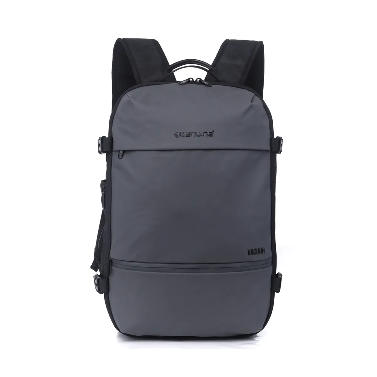 Genuine Vacuum Laptop Backpack with Pump, Fits up to 17” Laptops, Water-Resistant Fabric, Expandable Design, PVC Top Pocket, Cool Bottle Pocket, Vacuum Clothes Compartment, Digital Lock with 1200mAh Lithium Battery, Grey, 1 Year Warranty | GN-B240611GR