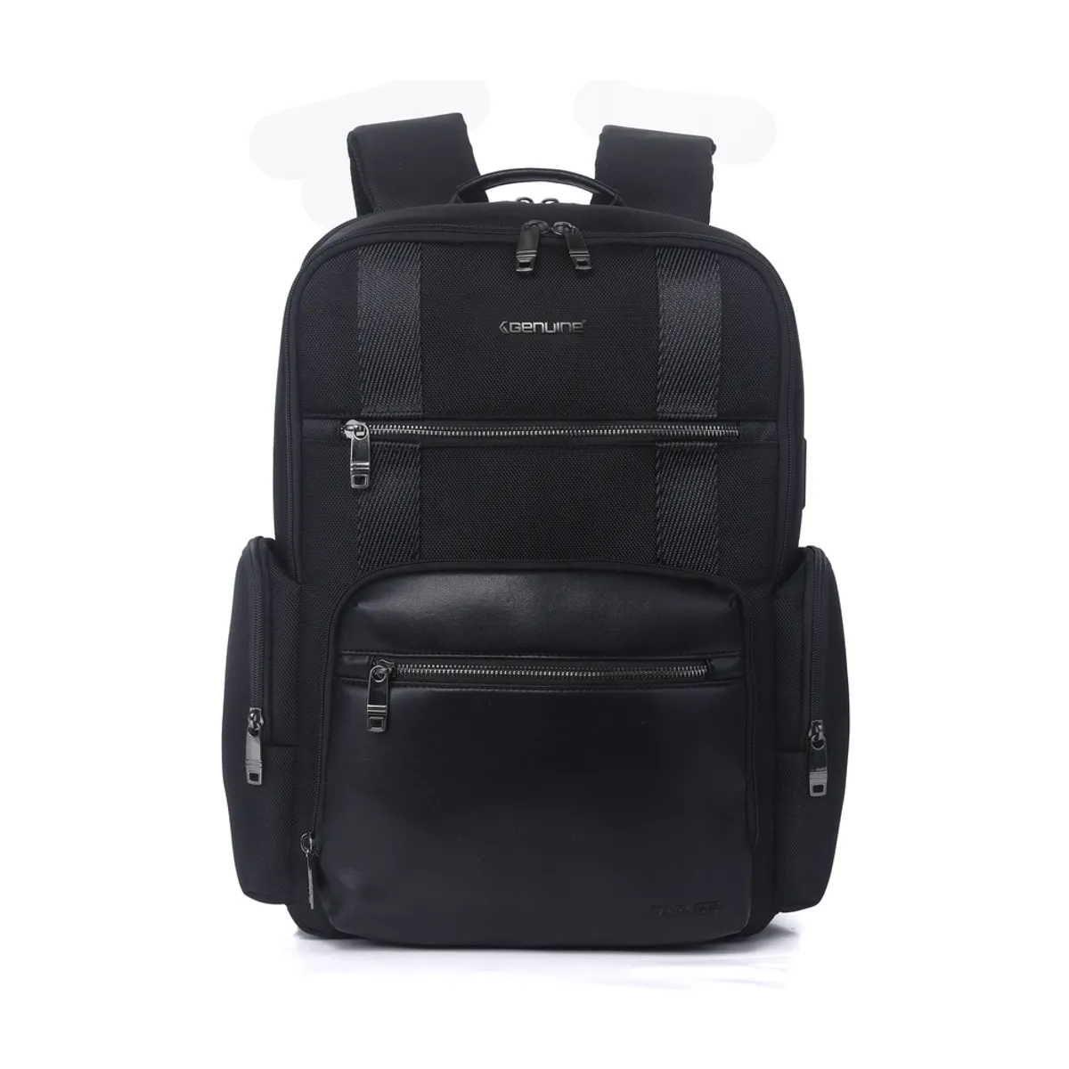 Genuine Travel Mate Laptop Backpack, Fits up to 16” Laptops, High-Quality Polyester, Water-Resistant Design, Dual Main Compartments, Type-C USB Port, Carry Strap, Black, 1 Year Warranty | GN-B240926BK