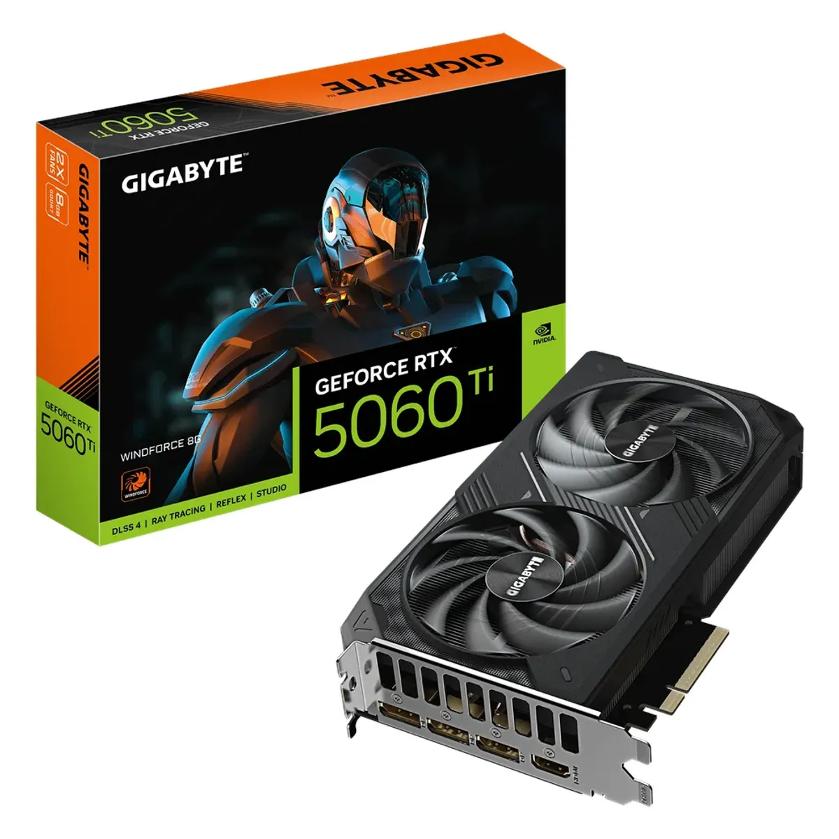 Gigabyte WINDFORCE GeForce RTX 5060 Ti Graphics Card, GDDR7 8GB 128-bit Memory, HDMI 2.1b & DP 2.1b Outputs, PCI Express 5.0, 2572 MHz Core Clock, 28 Gbps​ Memory Clock, Dual RGB Windforce Hawk Fans, 1 Year Warranty | GV-N506TWF2-8GD