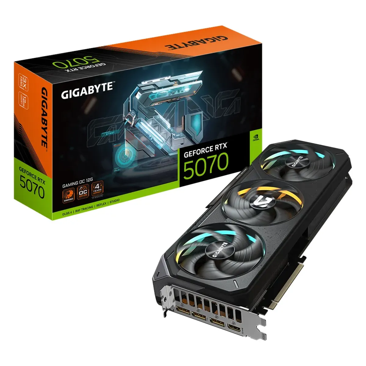 Gigabyte GAMING OC GeForce RTX 5070 Graphics Card, GDDR7 12GB 192-bit Memory, HDMI 2.1b & DP 2.1b Outputs, PCI Express 5.0, 2625 MHz Core Clock, 28 Gbps​ Memory Clock, Triple Windforce Hawk Fans, RGB Halo, Dual BIOS, 1 Year Warranty | GV-N5070GAMING-OC-12G