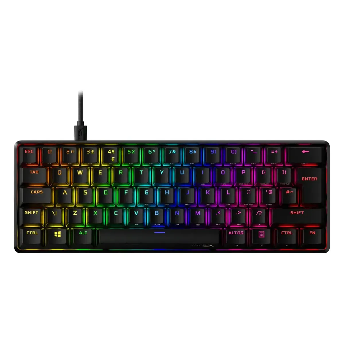 HyperX Alloy Origins 60% ARGB Engilsh & Arabic Mechanical Gaming Keyboard, Wired - Detachable Type-C, HyperX Switch Red Switches, Anti-Ghosting: N Key Rollover, Black, 1 Year Warranty | 6P6K8AA