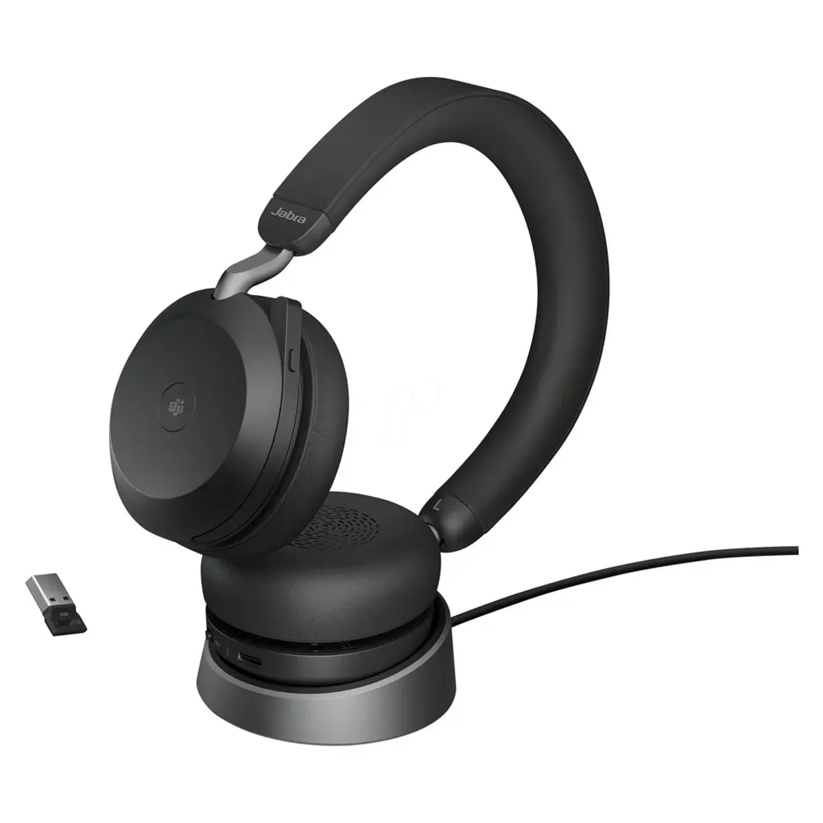 Jabra Evolve2 75 MS Wireless Noise-Canceling Headset, Bluetooth Connectivity, On-Ear, 40mm Driver Size, Link 380a MS Stereo, Supraaural Ear Coupling, Flexible Boom Mic, Black, 1 Year Warranty | 27599-999-989