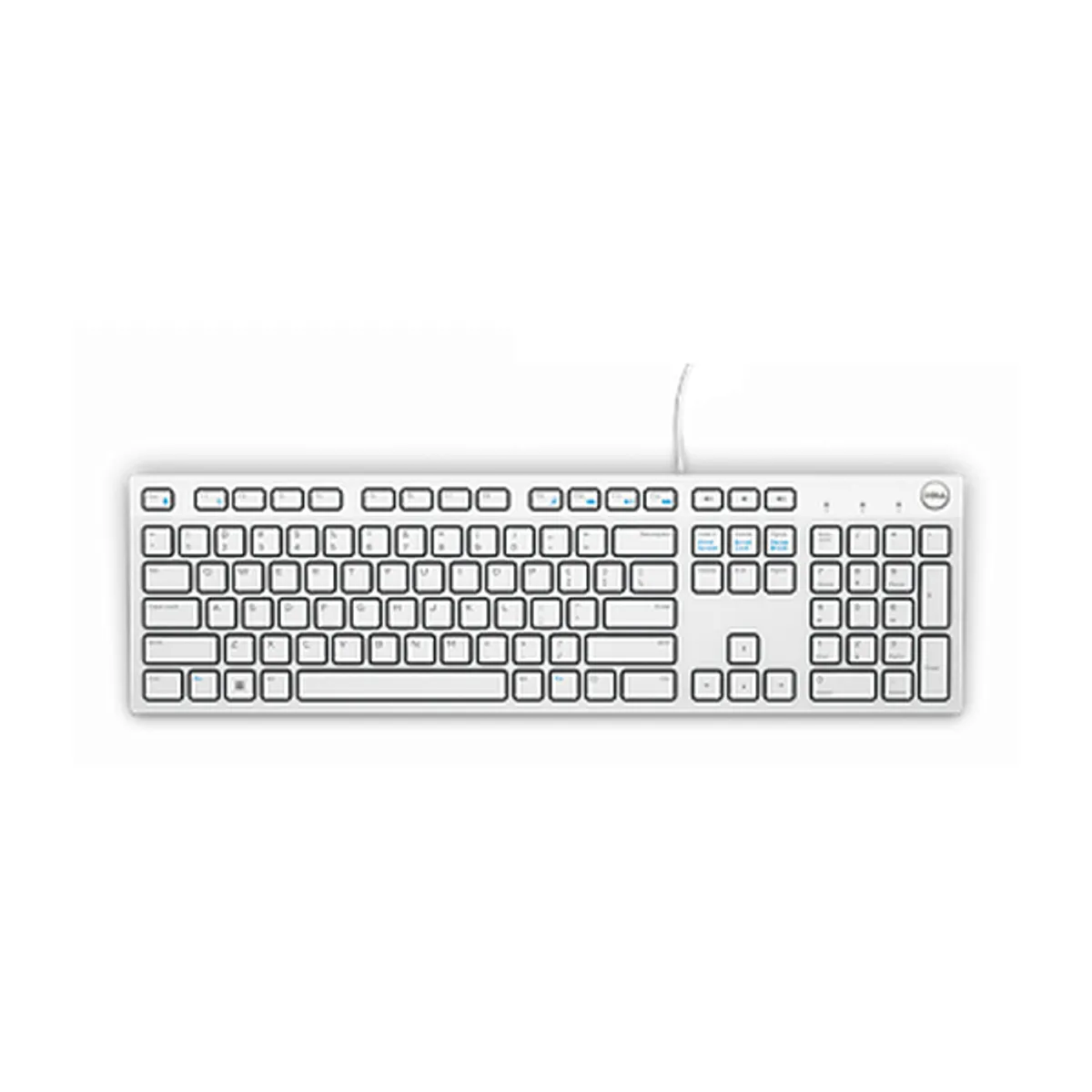 Dell KB216 Wired Keyboard, Membrane Chiclet-Style Keys, Dedicated Multimedia Keys, 1.8m Cable Length, White, 1 Year Warranty | KB216-EN-W