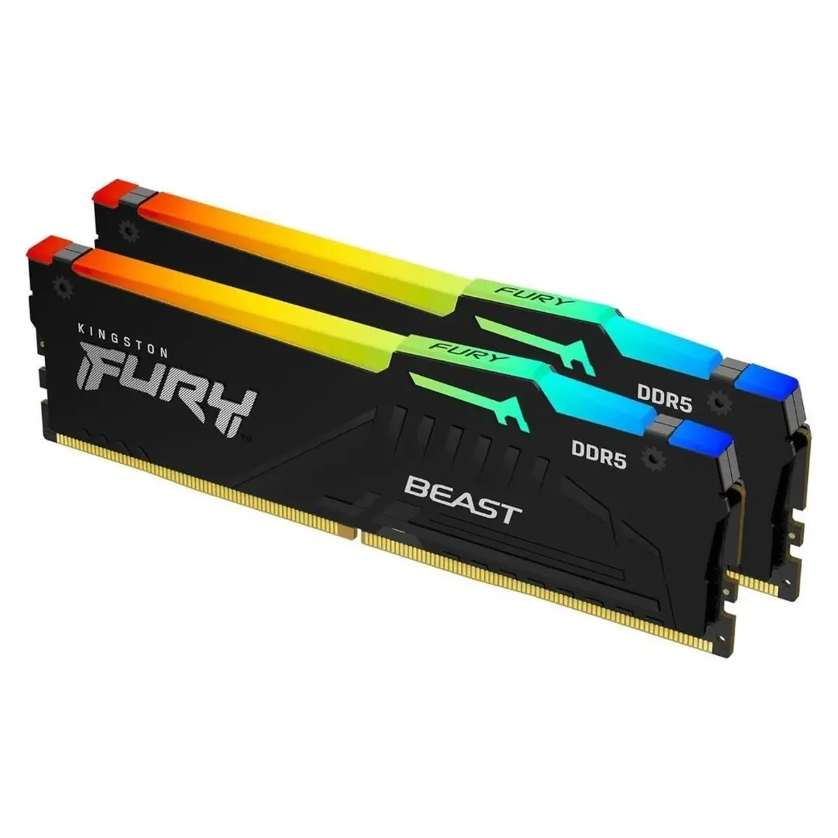 Kingston Fury Beast RGB Memory Kit, 16GB (2x8GB), DDR5 DRAM, 5600 MT/s, CL-40, Heat Spreader, Black, 1 Year Warranty | KF556C40BBAK2-16