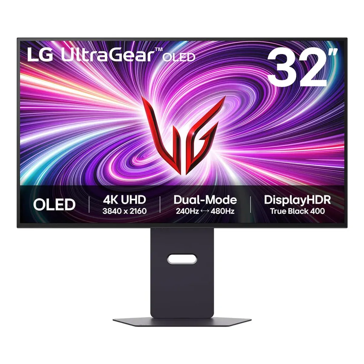 LG UltraGear 32GS95UV-B.AMA Dual-Mode OLED Gaming Monitor, 31.5" 4K UHD (3840 x 2160) @ 240Hz / FHD (1920 x 1080) @ 480Hz, 0.03ms (GtG) Response Time, Anti-glare, HDMI, DisplayPort, Tilt/Pivot/Swivel/Height Adjustable Stand, Black, 1 Year Warranty | 32GS95UV-BAMA