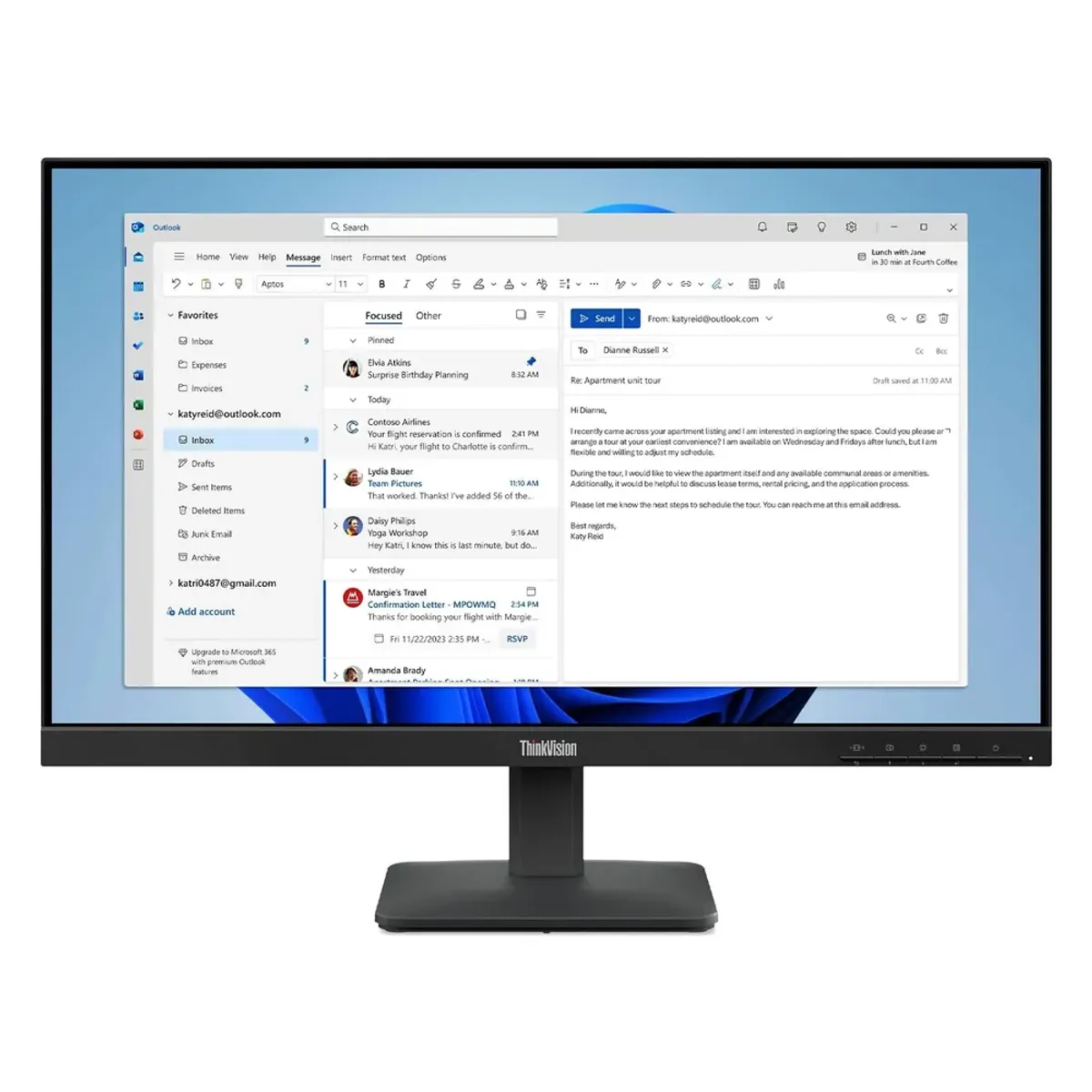 Lenovo ThinkVision S24-4e Monitor, 24" FHD (1920 x 1080) Resolution, 100Hz, Anti-glare, 4ms (GTG) Response Time, HDMI, VGA, Tilt Adjustable Stand, Raven Black, 3 Year Warranty | 64B5KAT1UK