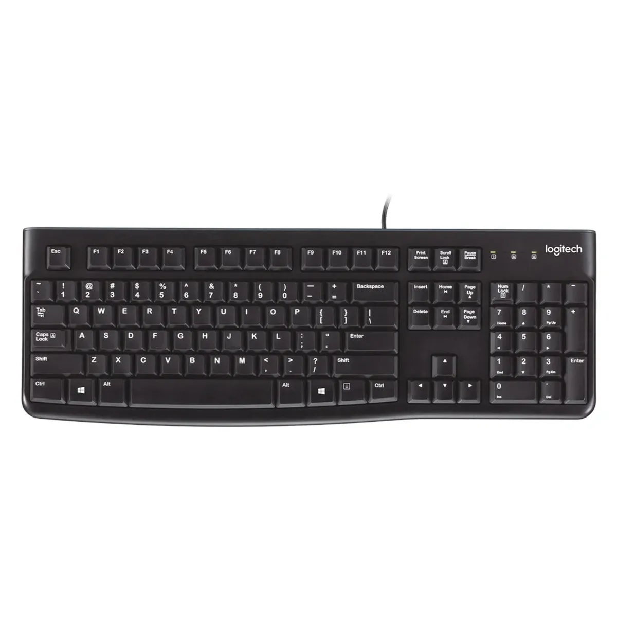Logitech K120 Wired Keyboard, USB, Spill-Resistant Design, 100% Keyboard Layout, Deep Profile Keys, 10-Key Number Pad, Black, 1 Year Warranty | 920-002508