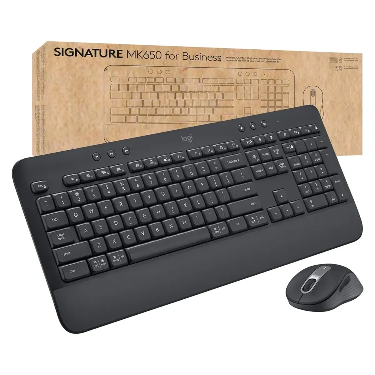 Logitech Signature MK650 Wireless Arabic Keyboard & Mouse Combo, Bluetooth, 100% Compact Keyboard Layout, Plunger Key Type, 1000 DPI Smooth Optical Mouse Sensor, Up to 1 Year Battery Life, Graphite, 1 Year Warranty | 920-011003
