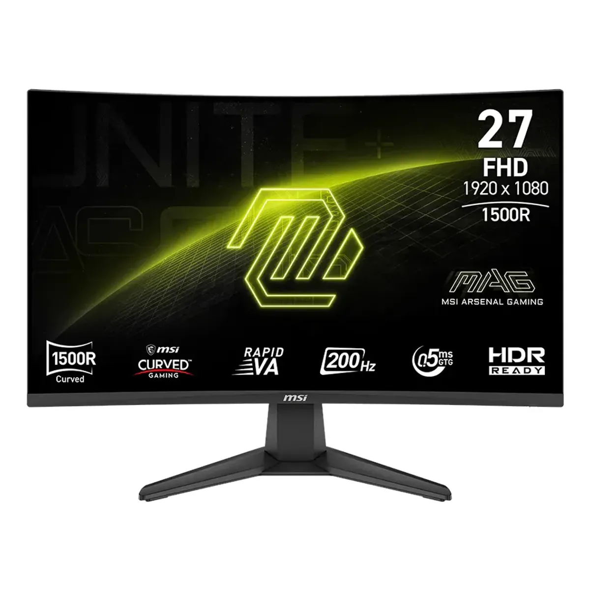 MSI MAG 276CF E2 27" Curved FHD Gaming Monitor, VA Panel, 1920 x 1080 Resolution, 200Hz Refresh Rate, 0.5ms Response Time, AMD FreeSync Premium, HDMI, DisplayPort, Black, 1 Year Warranty | 9S6-3CE11M-030