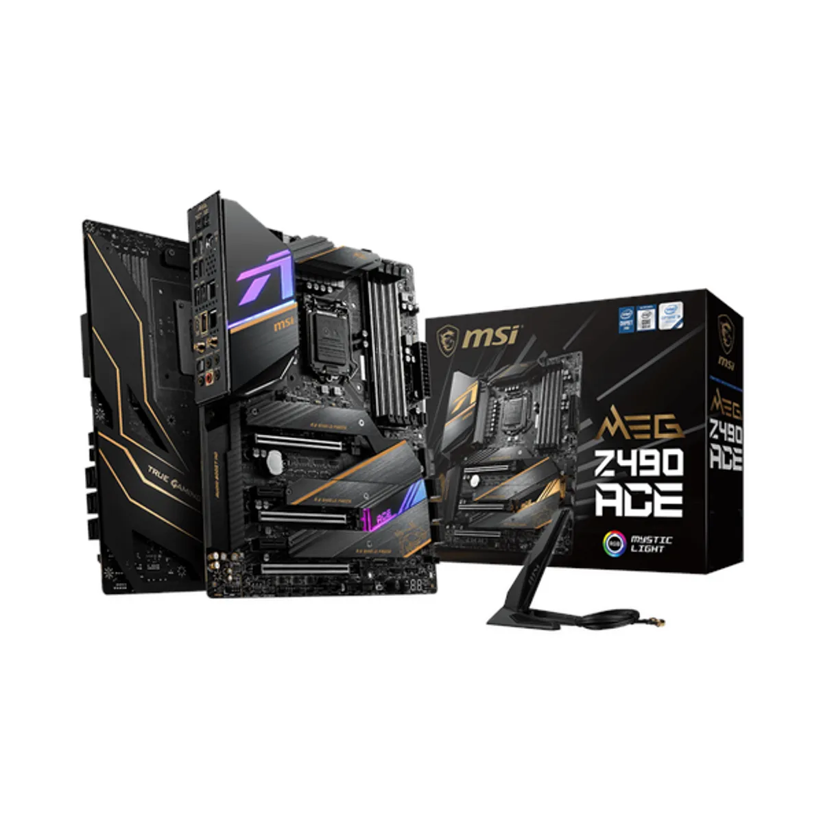 Msi MEG Z490 ACE WiFi ARGB Motherboard, LGA 1200 Socket, ATX Form Factor, DDR4 Ram, PCIe 3.0, Intel Wi-Fi 6 AX201, Bluetooth 5.1, USB 20Gbps, Realtek 8125B 2.5G LAN + Intel I219V Gigabit LAN, M.2 Sheild Frozr, 1 Year Warranty | MSI-MEG-Z490-ACE