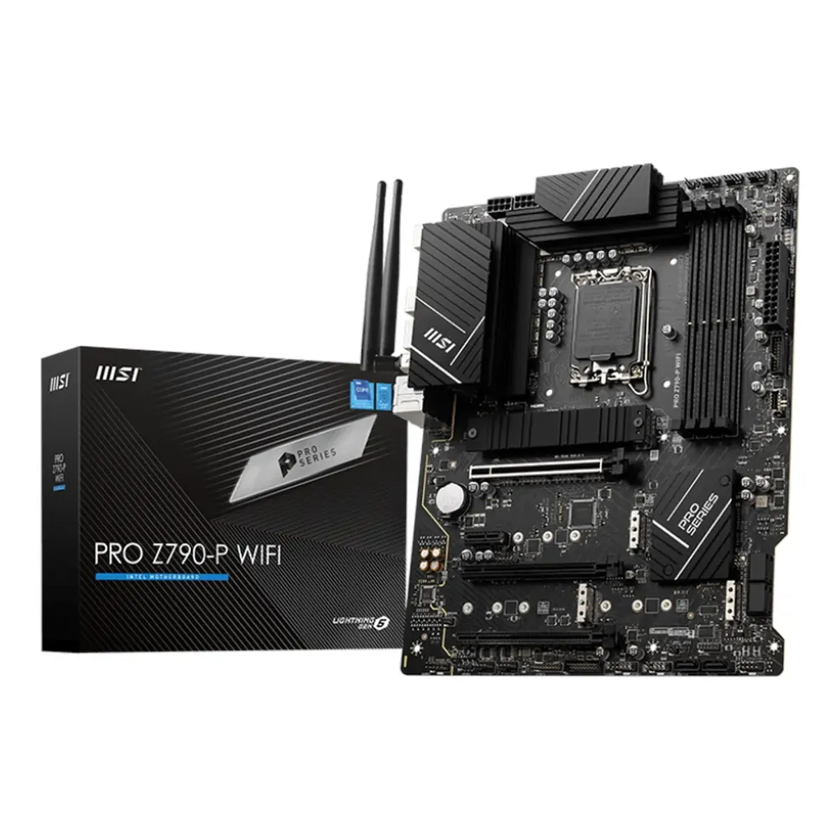 Msi PRO Z790-P WiFi Motherboard, LGA 1700 Socket, ATX Form Factor, DDR5 Ram, PCIe 5.0, Intel Wi-Fi 6E, Bluetooth 5.3, USB 20Gbps, HDMI 2.1, DisplayPort 1.4, Intel 2.5G LAN, EZ M.2 Shield Frozr, 1 Year Warranty | 911-7E06-073