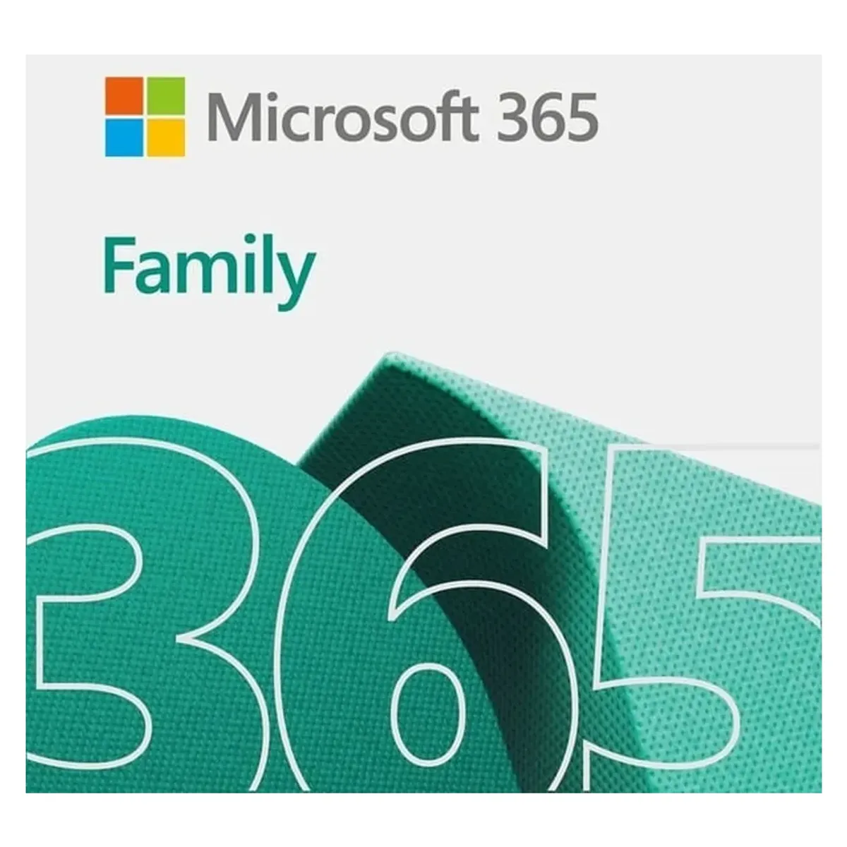 Microsoft 365 Family License, 6 x Users - 5 Devices Per User, Outlook, Word, Excel, PowerPoint, OneNote, OneDrive, Microsoft Defender, Clipchamp, Microsoft Designer, 1.6 GHz Processor, 4GB RAM, 4GB Storage, Electronic License, 1 Year Warranty | 6GQ-01899