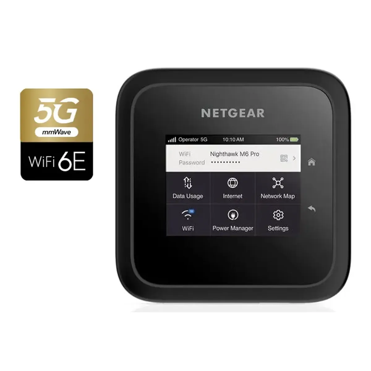NETGEAR Nighthawk M6 Pro 5G Mobile Hotspot Router, WiFi 6E 5G mmWave & Sub-6 Support, Up to 8 Gbps 5G Speeds, Up to 3.6 Gbps WiFi Speeds, Qualcomm Snapdragon X65 Modem, Supports Up To 32 Devices, 2.8" LCD Color Touchscreen, Unlocked for 125+ Countries, 1 Year Warranty | MR6550-100APS