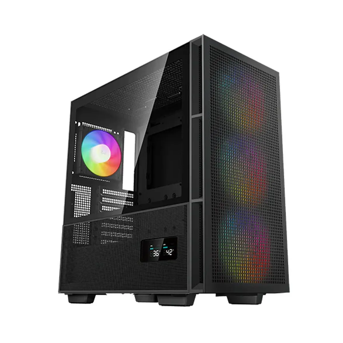 DeepCool CH560 DIGITAL Mid-Tower E-ATX PC Case, Real-Time Dual-Status Digital Display, Tempered glass Side Panel, 4 x ARGB Fans, 380mm GPU Support, USB 3.0, Black, 1 Year Warranty | R-CH560-BKAPE4D-G-1