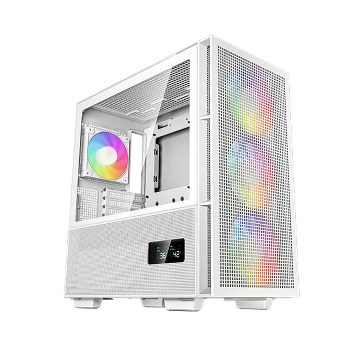 DeepCool CH560 DIGITAL Mid-Tower E-ATX PC Case, Real-Time Dual-Status Digital Display, Tempered glass Side Panel, 4 x ARGB Fans, 380mm GPU Support, USB 3.0, White, 1 Year Warranty | R-CH560-WHAPE4D-G-1
