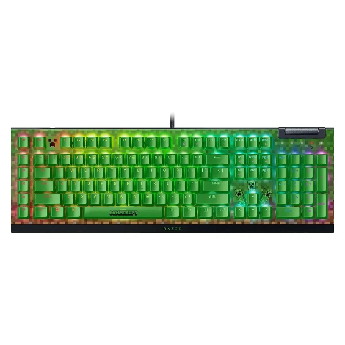 Razer BlackWidow V4 X Wired Mechanical Gaming Keyboard, USB, Per Key Customizable RGB LED Lighting, Razer Green Mechanical Switches, Tactile and Clicky, Dedicated Media Roller, Green, 1 Year Warranty | RZ03-04704100-R3M1