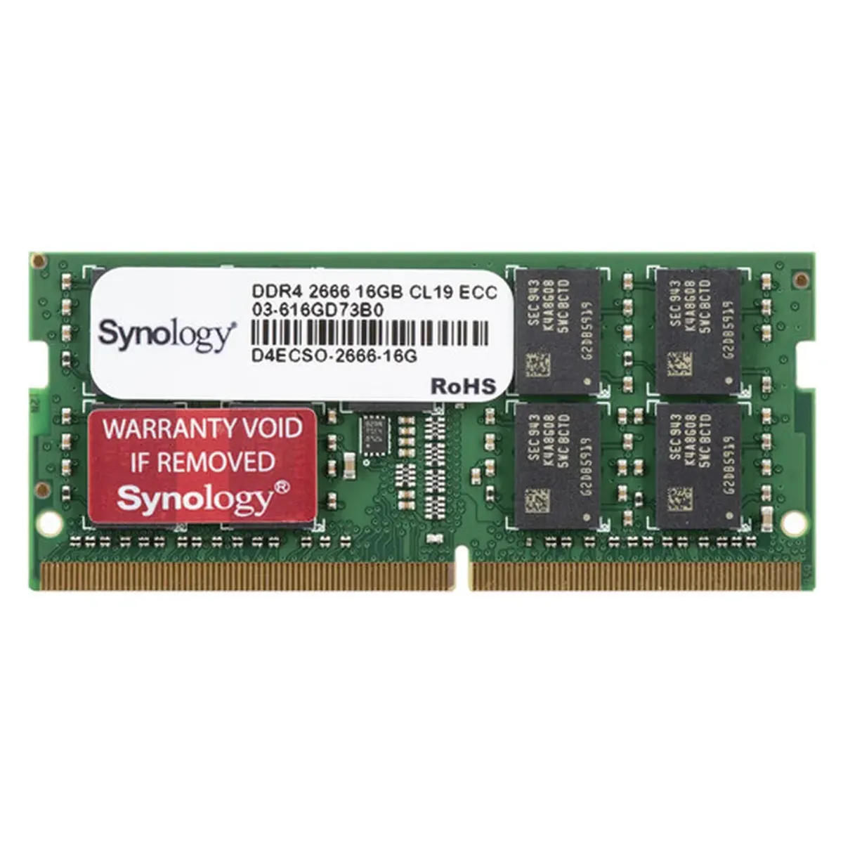 Synology Memory Module, 16GB, DDR4 SODIMM, 2666 MT/s, ECC, 1 Year Warranty | D4ECSO-2666-16G